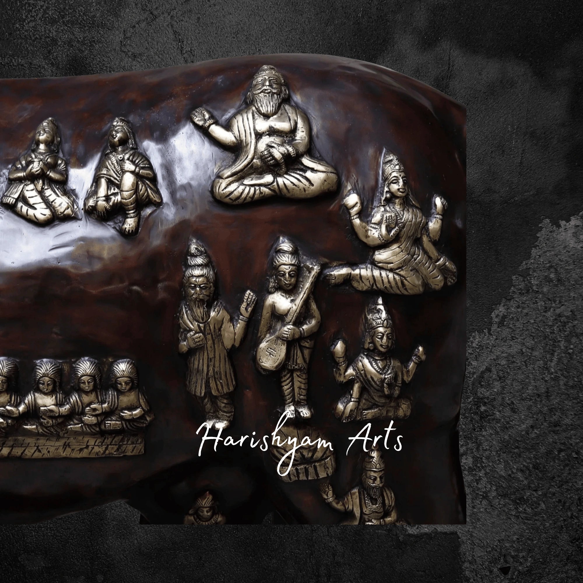 50" Large Kamadhenu Brass Cow with Calf for Divine Spaces