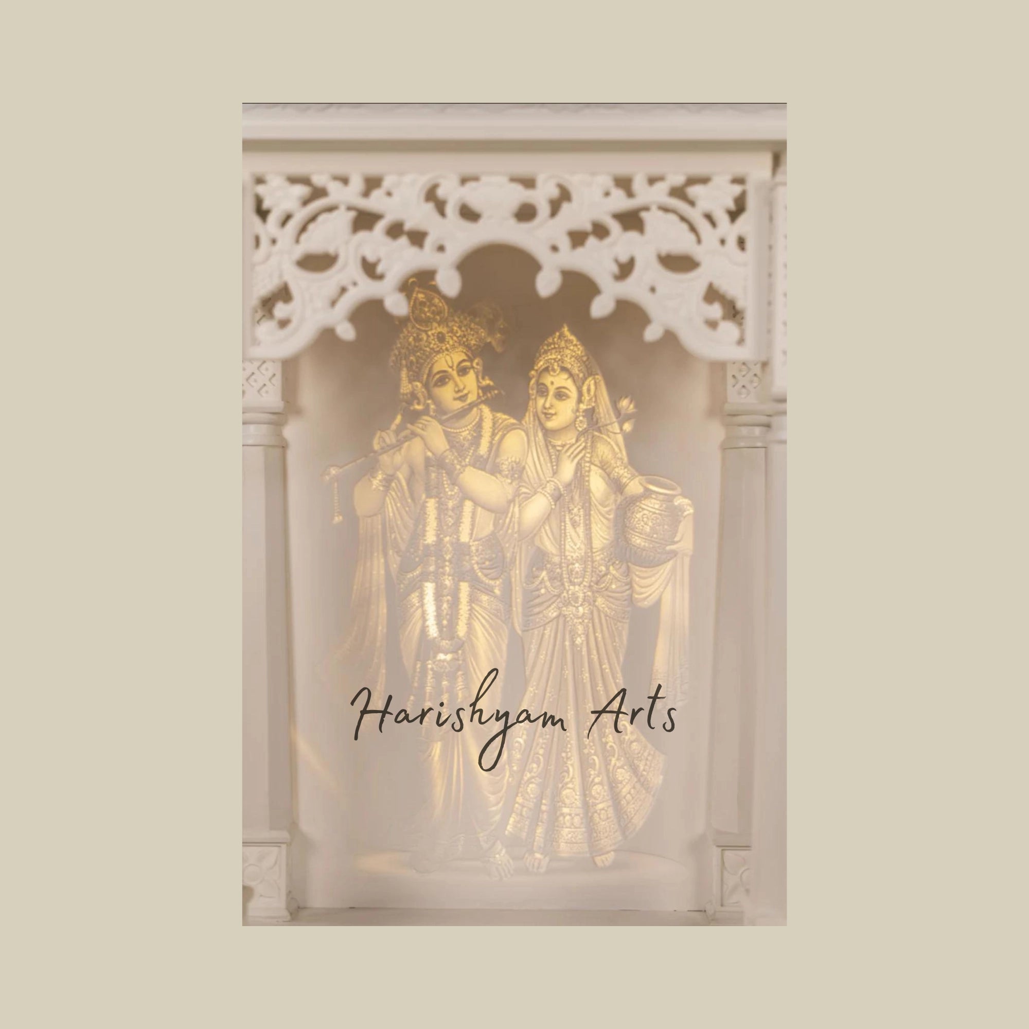 51" Modern Corian Mandir Design for Home with Backlit Radha Krishna2
