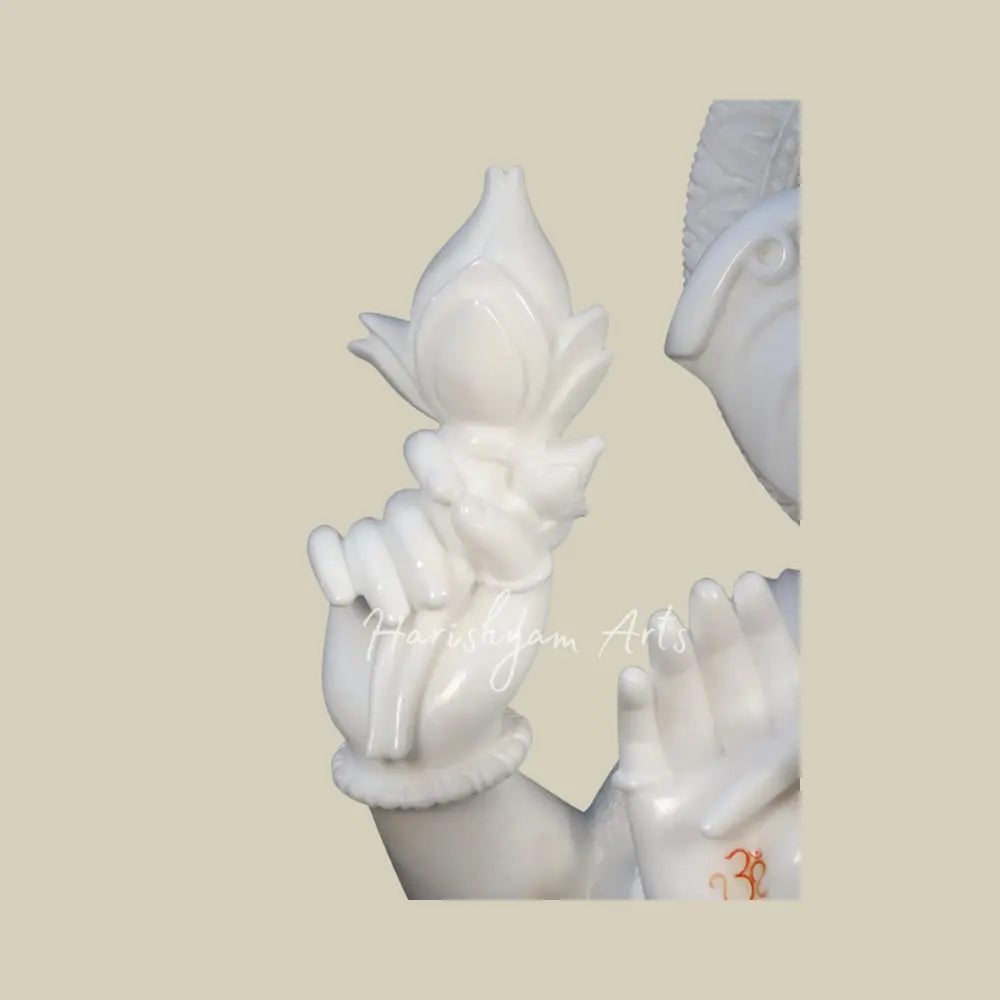 51" Super Large Lord Ganapati in White Marble Statue