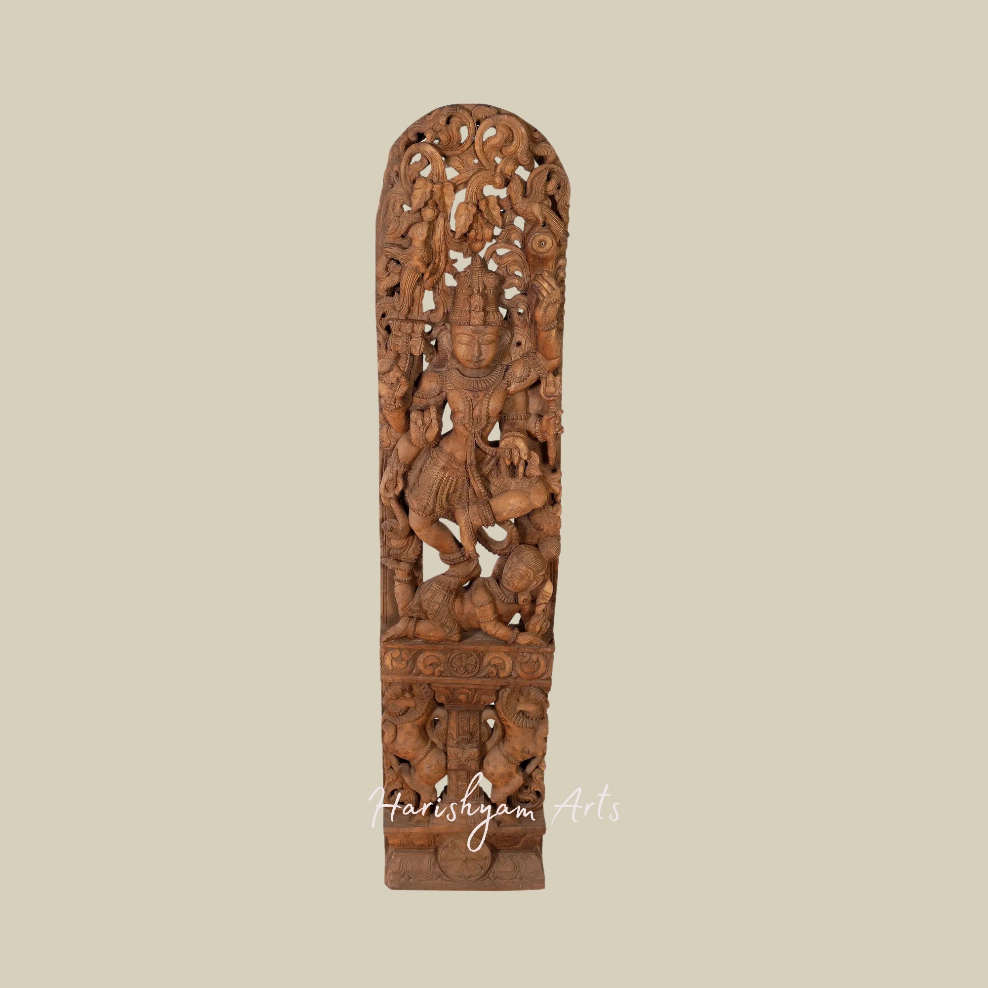 53" Large Dancing Lord Shiva Wooden Sculpture Mahadev Murti for Temple1