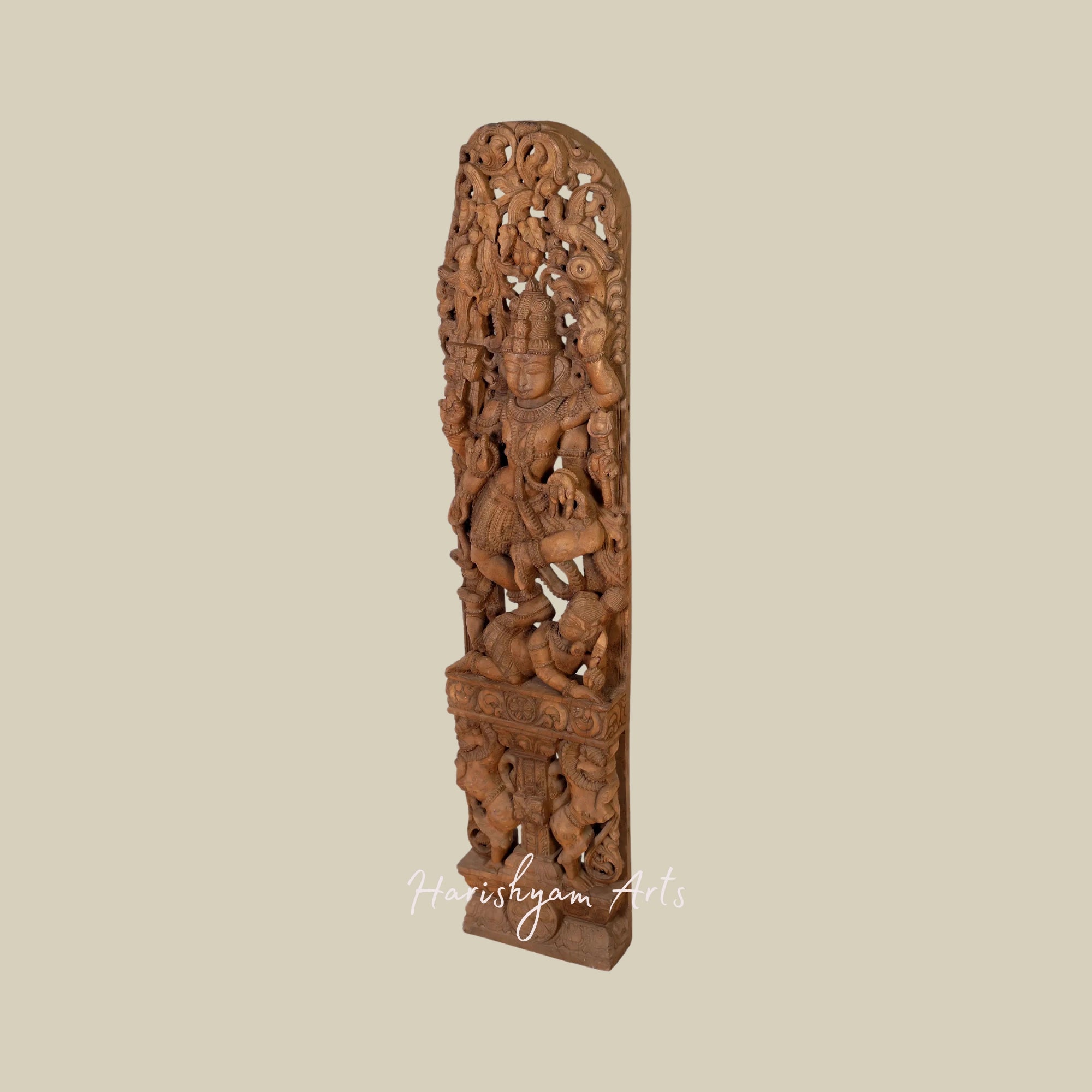53" Large Dancing Lord Shiva Wooden Sculpture Mahadev Murti for Temple4