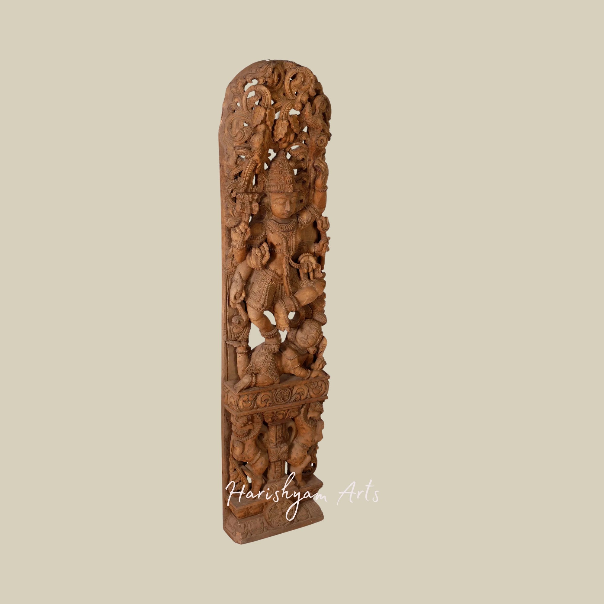 53" Large Dancing Lord Shiva Wooden Sculpture Mahadev Murti for Temple5