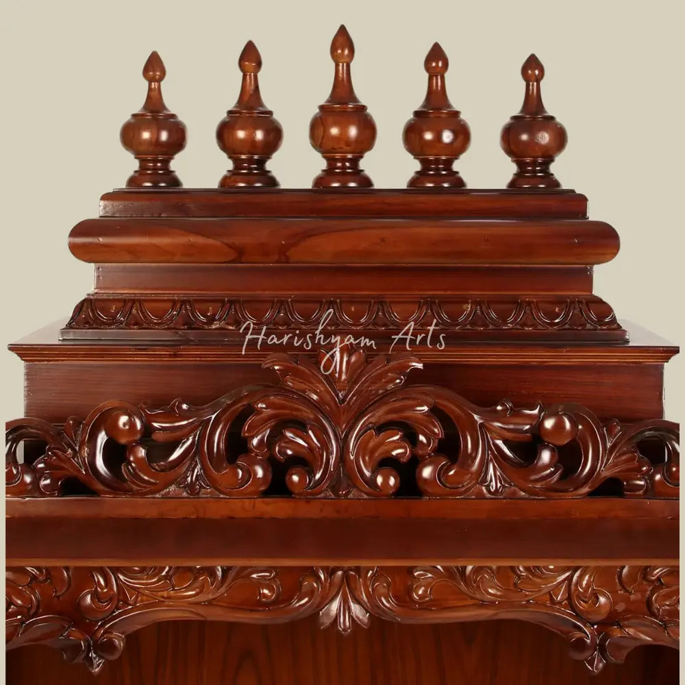 54" Teak Wooden Puja Mandir with Drawers