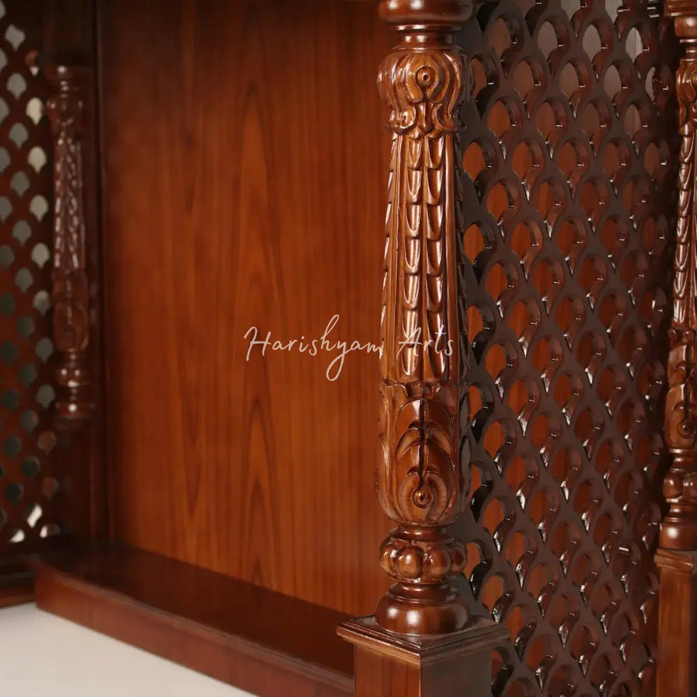54" Teak Wooden Puja Mandir with Drawers