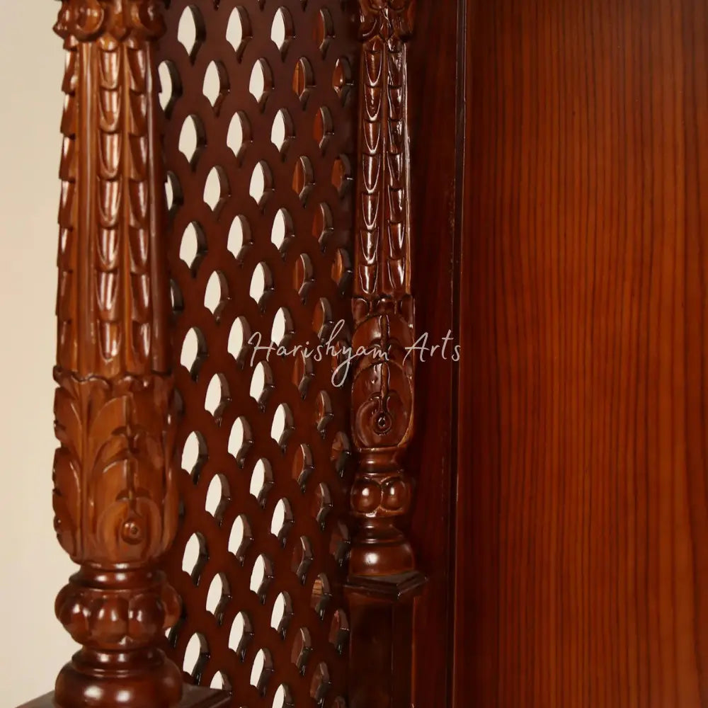 54" Teak Wooden Puja Mandir with Drawers