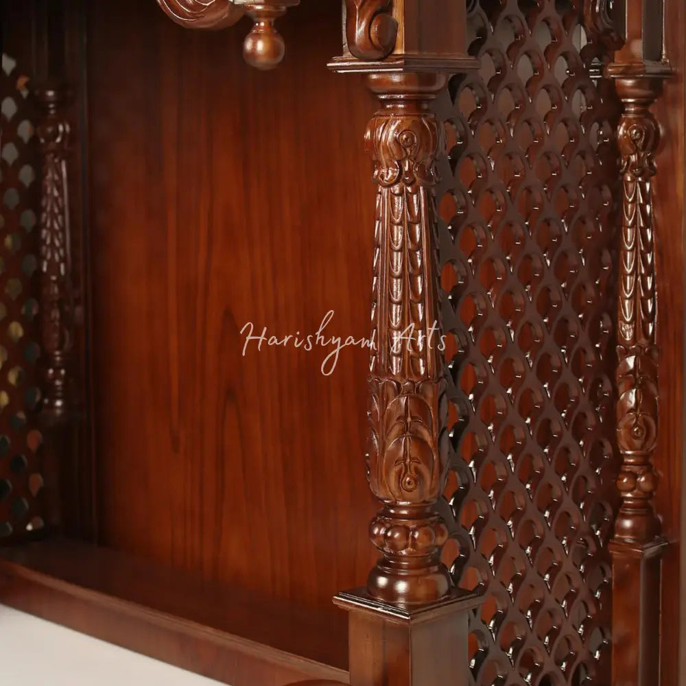 54" Wooden Temple For Home With Vaishnava Symbol