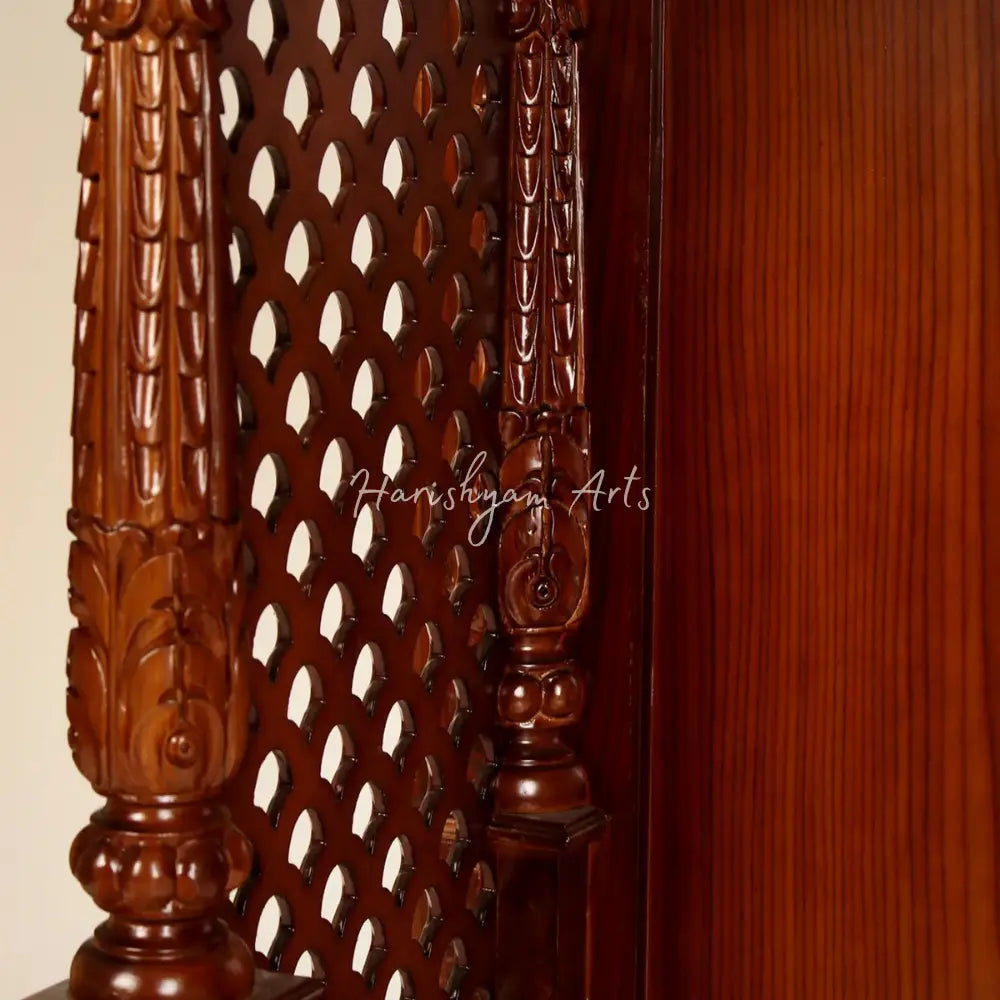 54" Wooden Temple For Home With Vaishnava Symbol