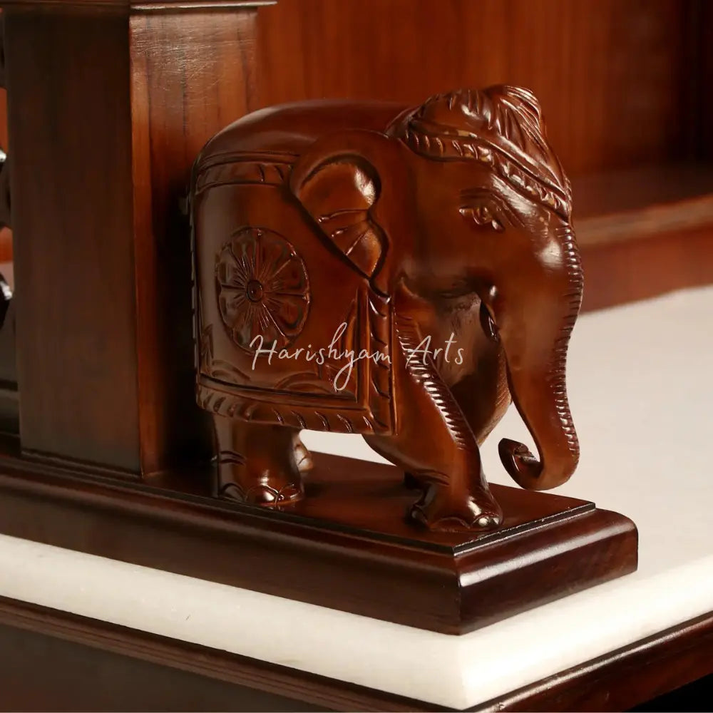 54" Wooden Temple For Home With Vaishnava Symbol