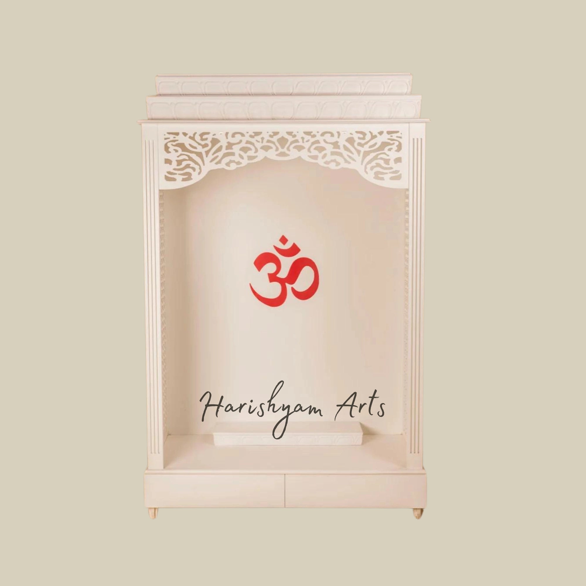 57" Backlit Corian Mandir with Om Design1