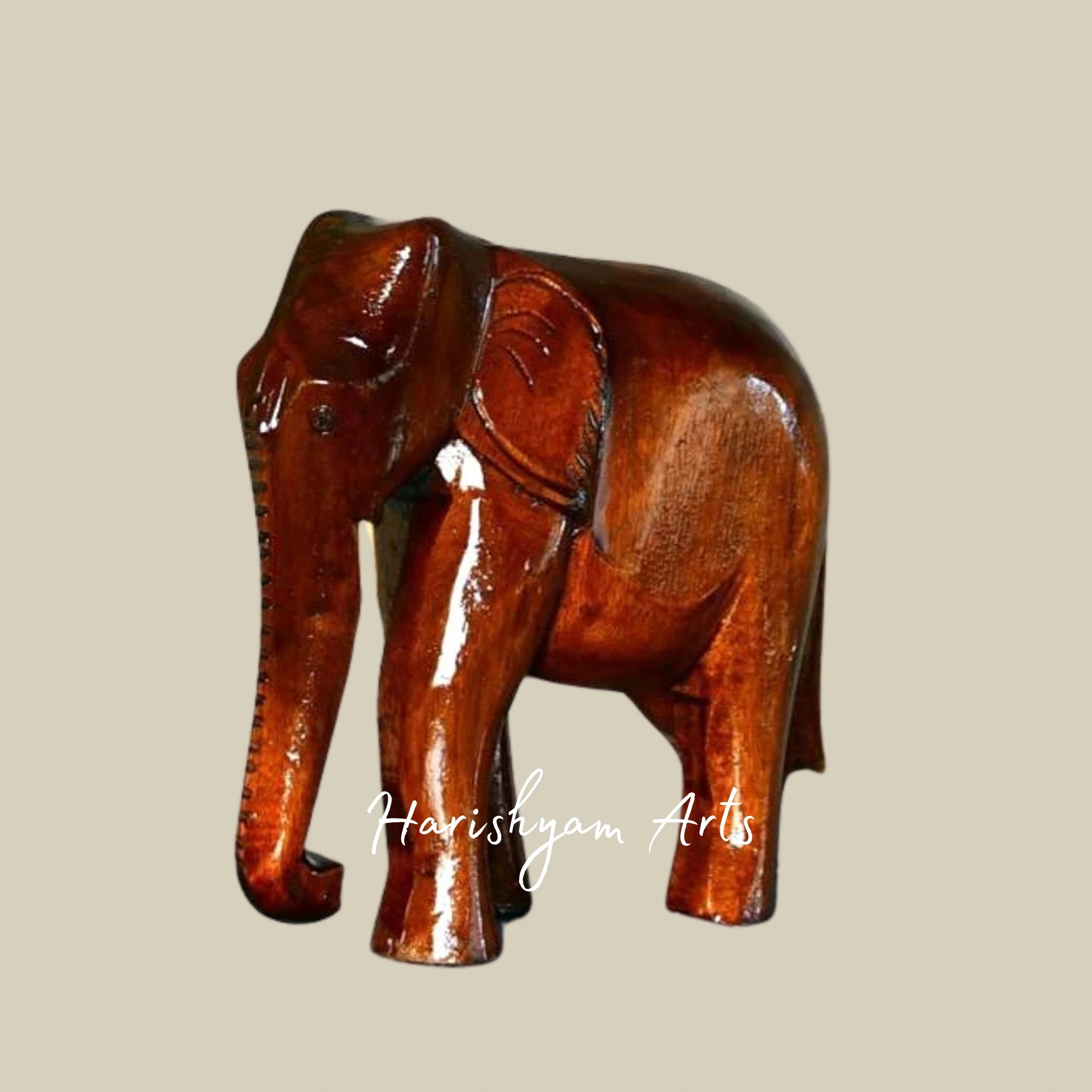 5" Artisan Wooden Elephant Tabletop Decor Masterpiece1