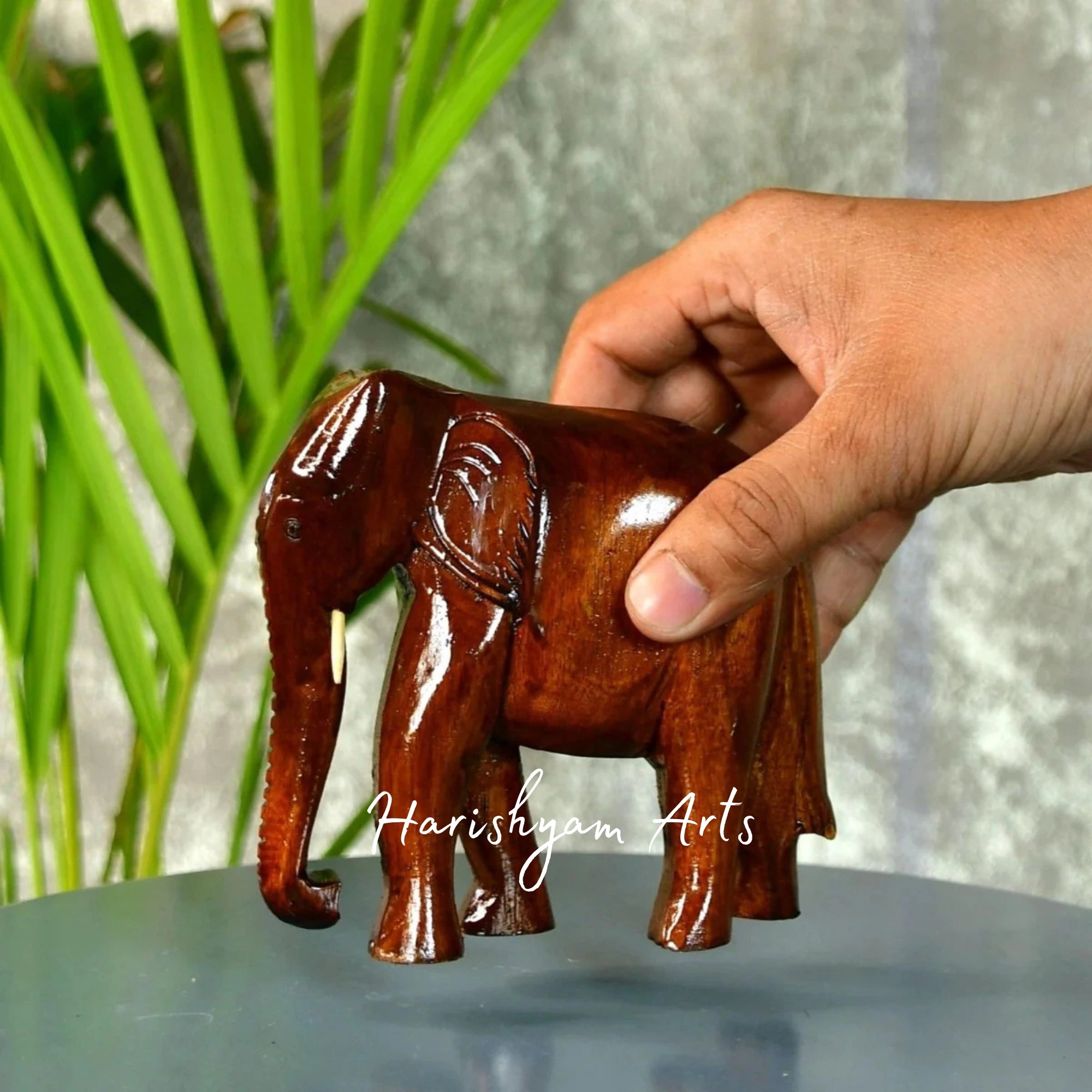 5" Artisan Wooden Elephant Tabletop Decor Masterpiece2
