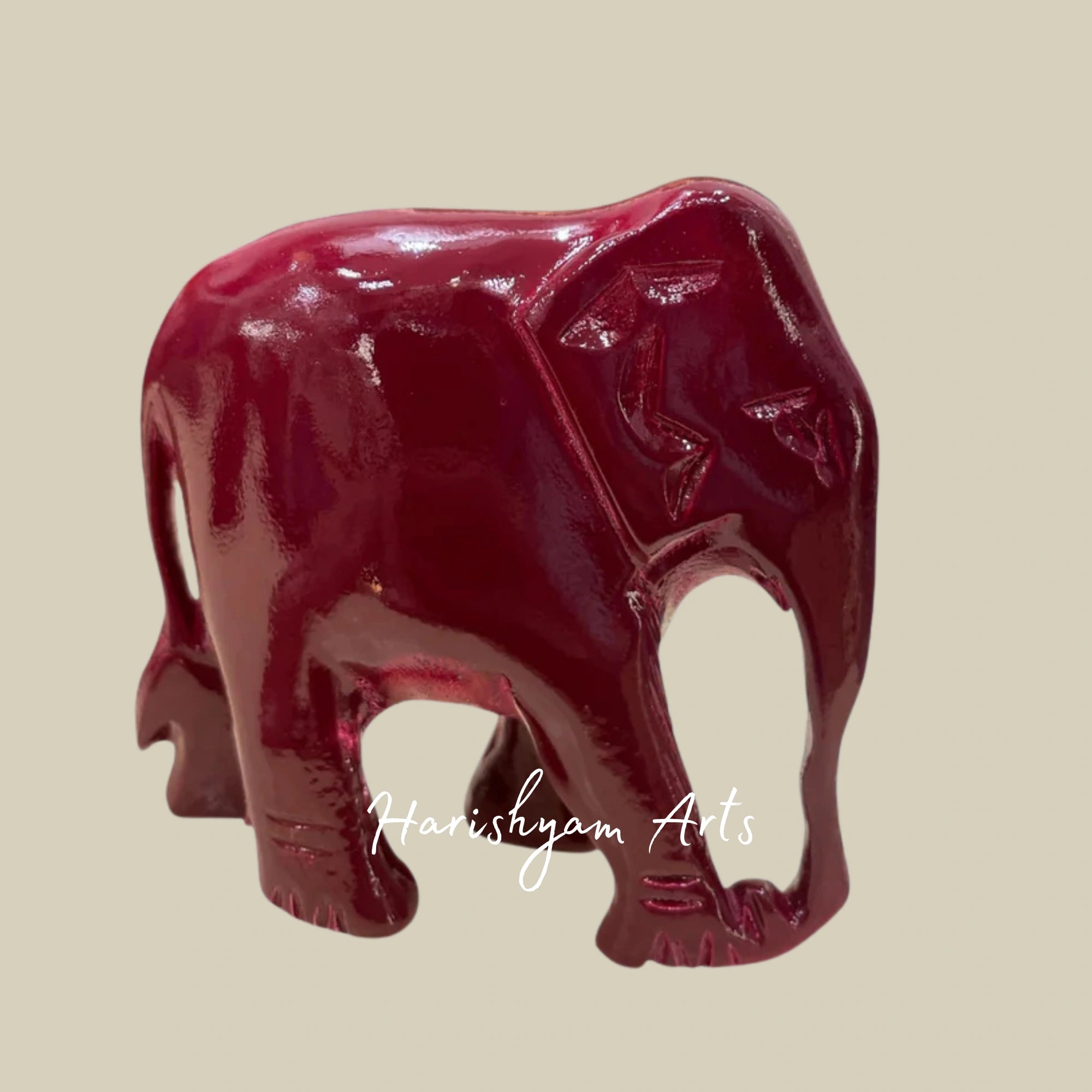 5" Red Wooden Vastu Elephant Pair for Home Décor
