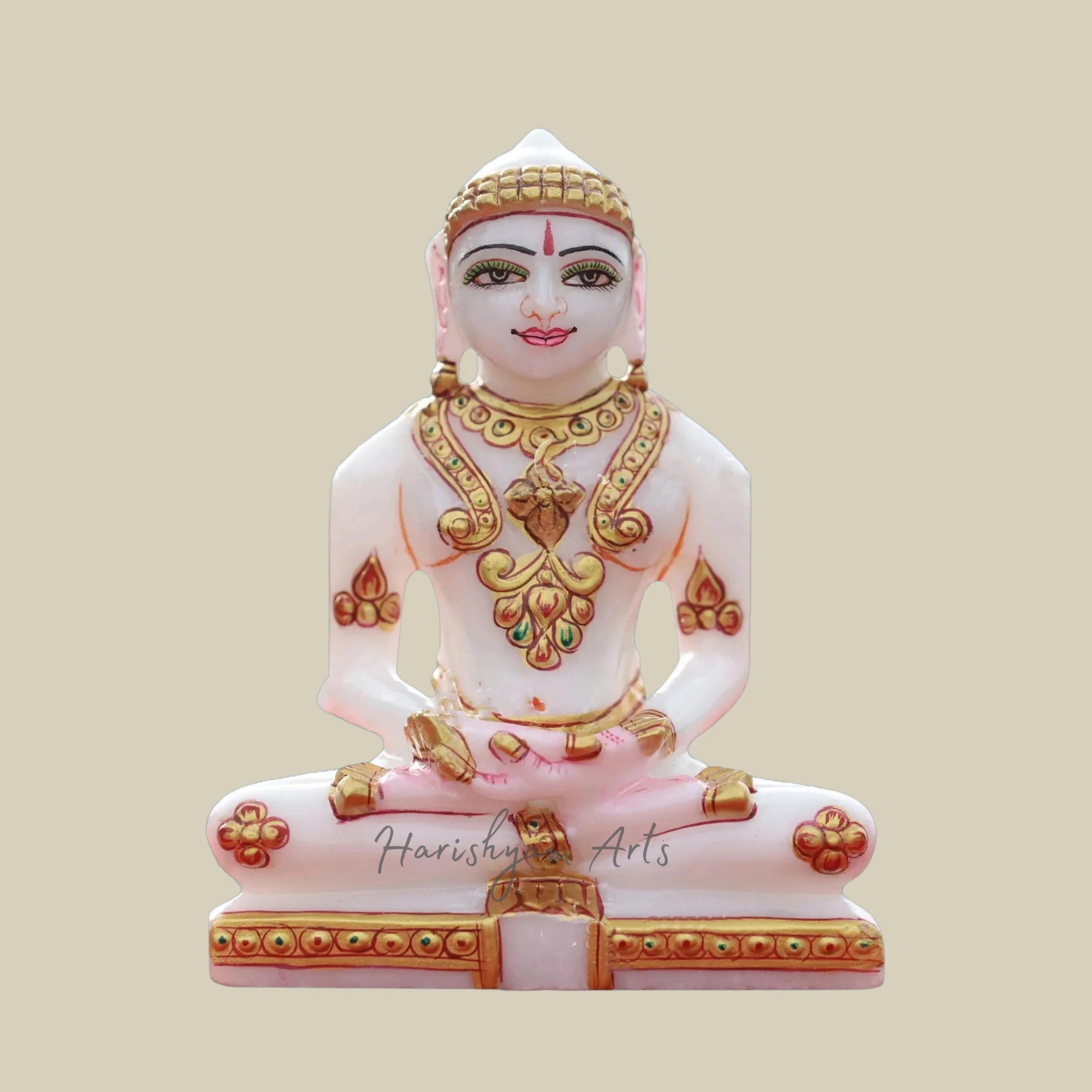 5" Small Jain Mahavir Marble Idol with Intricate Handwork