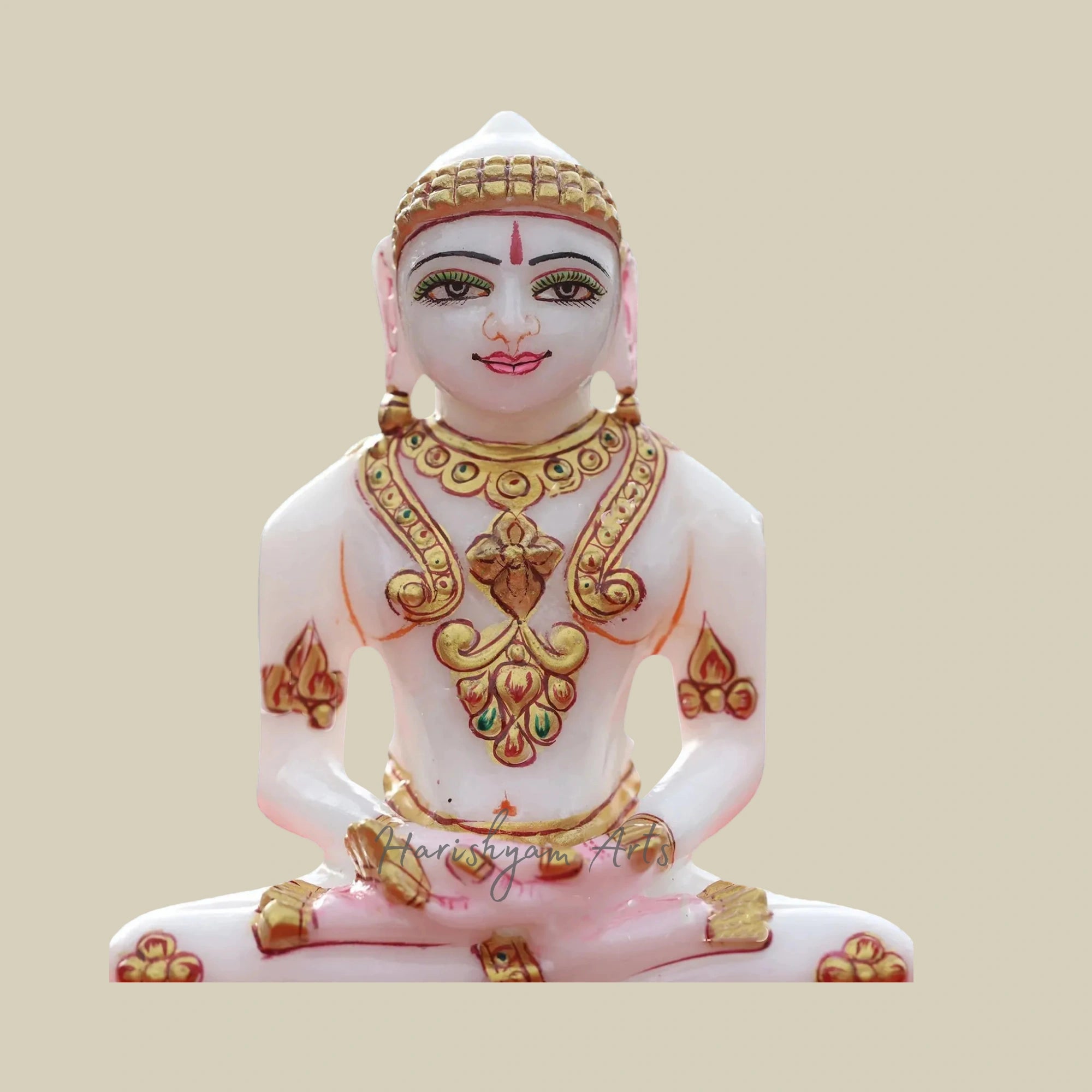 5" Small Jain Mahavir Marble Idol with Intricate Handwork1