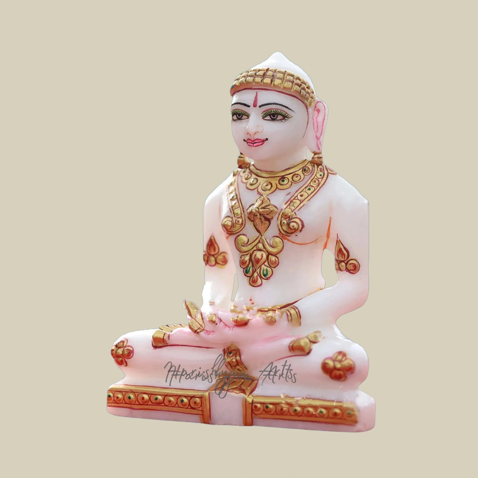 5" Small Jain Mahavir Marble Idol with Intricate Handwork3