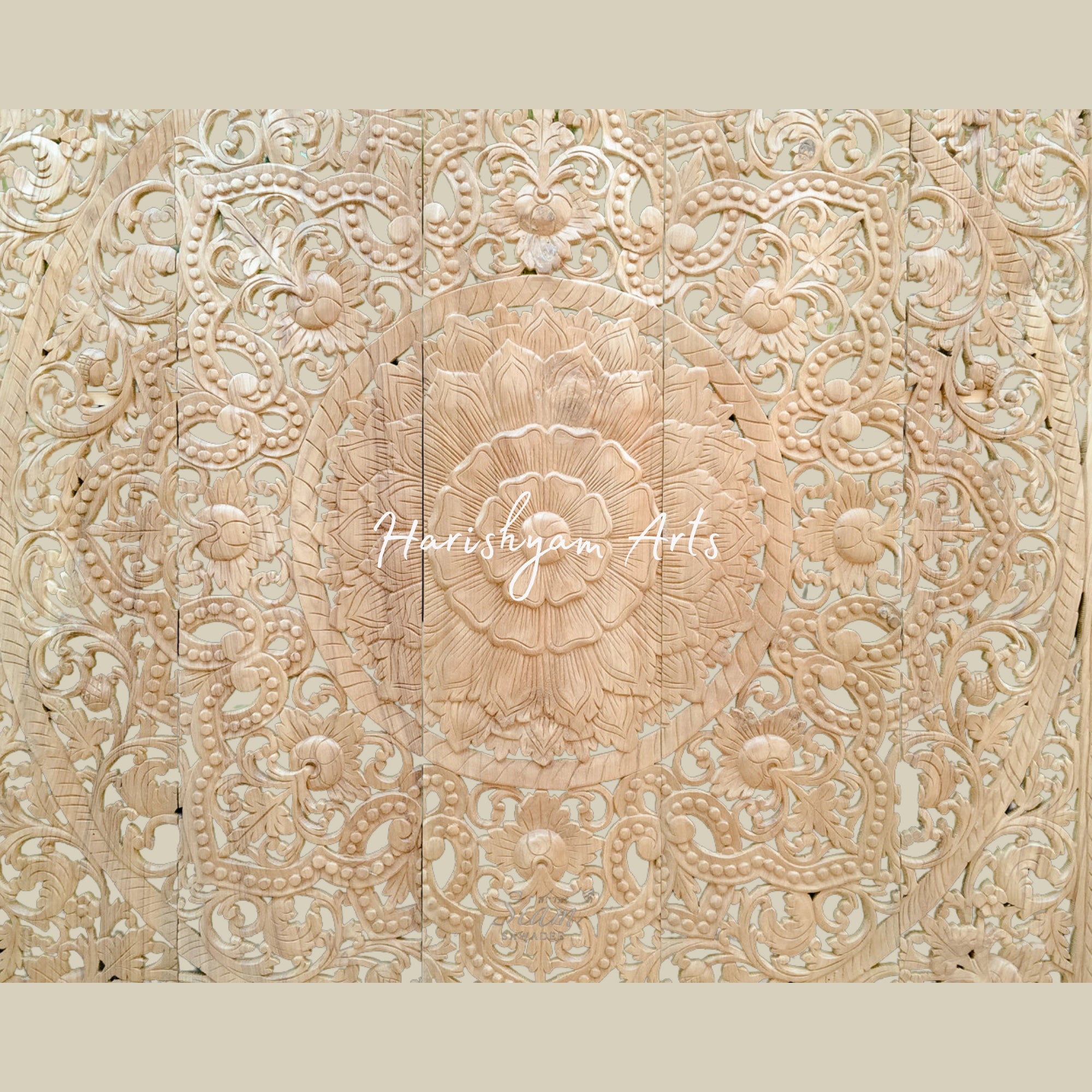 60" Carved Wall Hanging Mandala Wood Panel for Wall Decor1