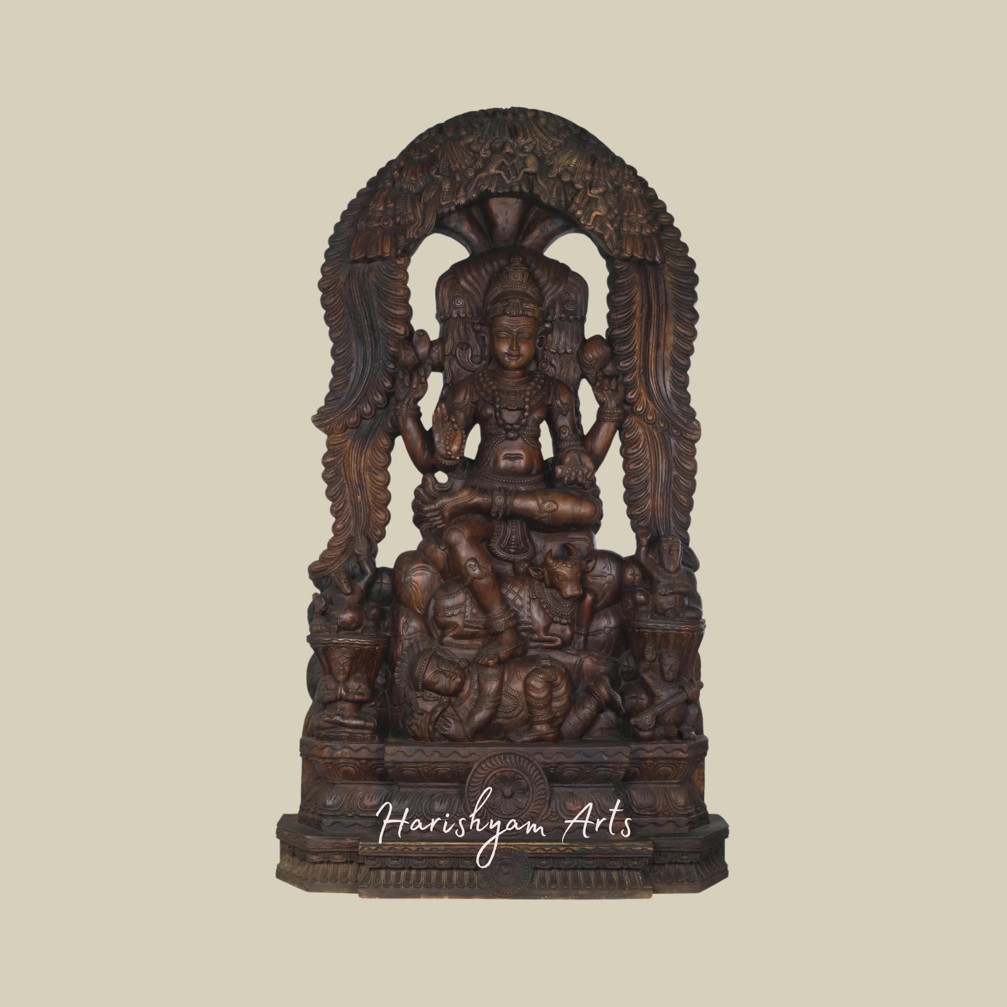 60" Large Wooden Dakshinamurti Shiva Murti Online for Home Temple
