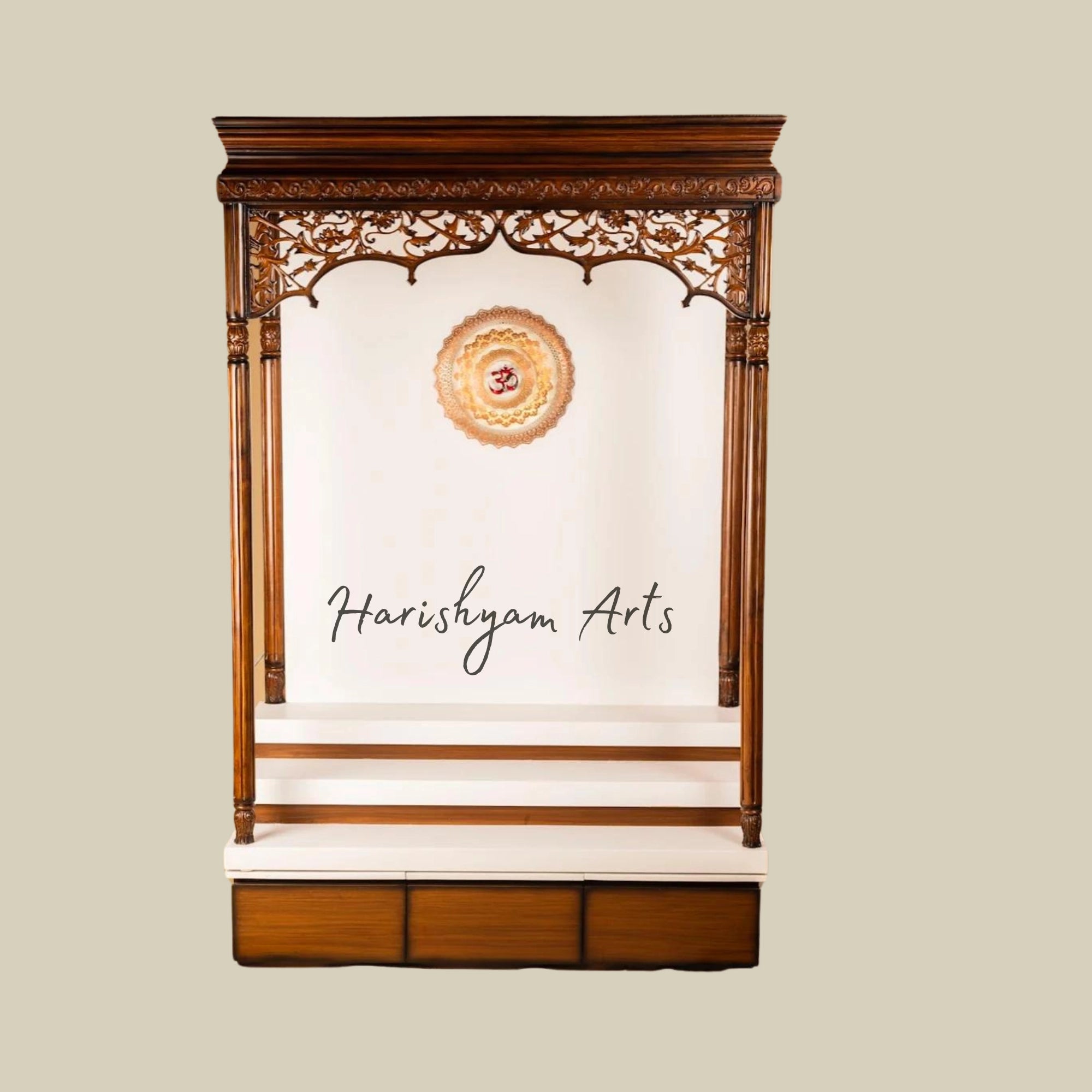 64" Corian Temple for Home with Wooden Frame