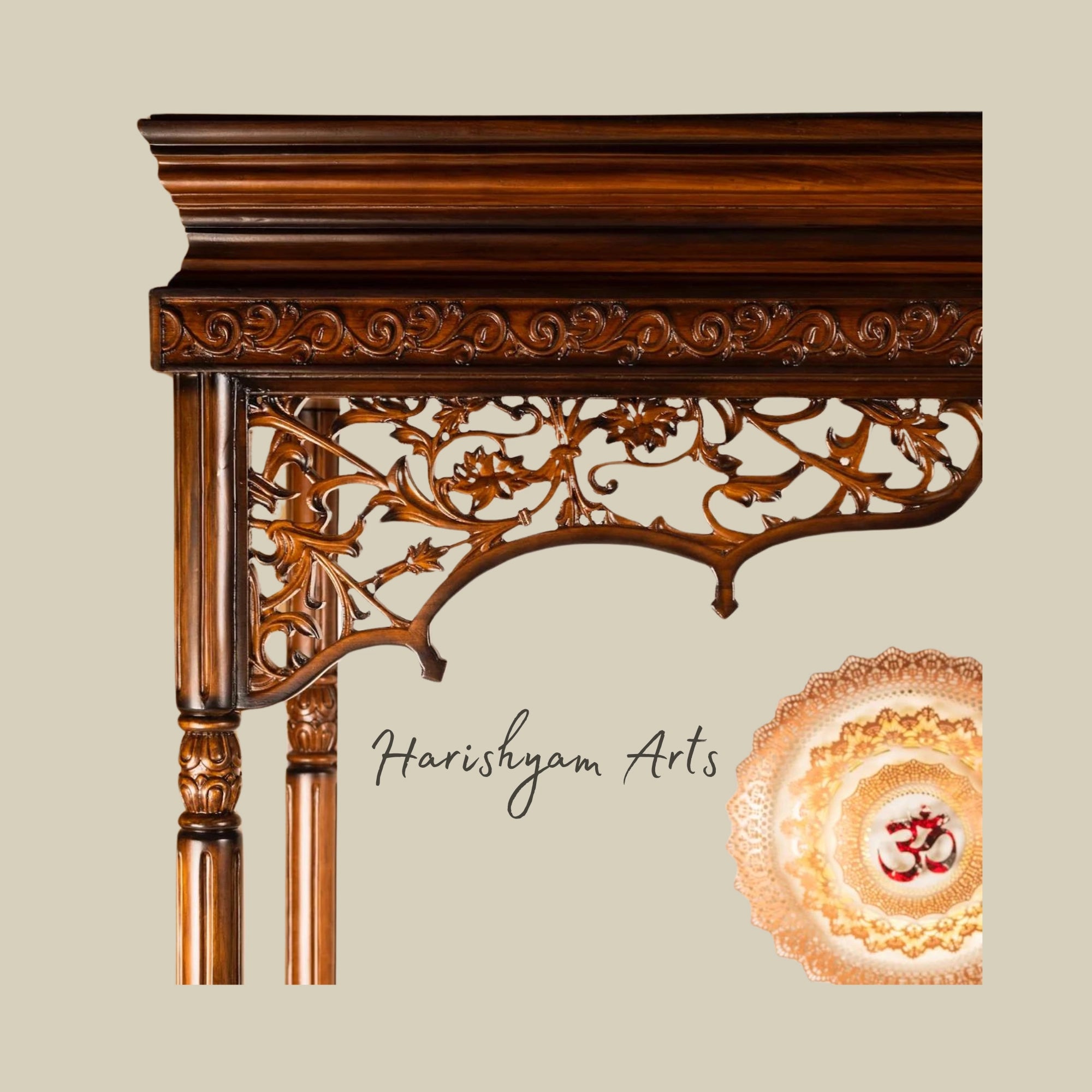 64" Corian Temple for Home with Wooden Frame1