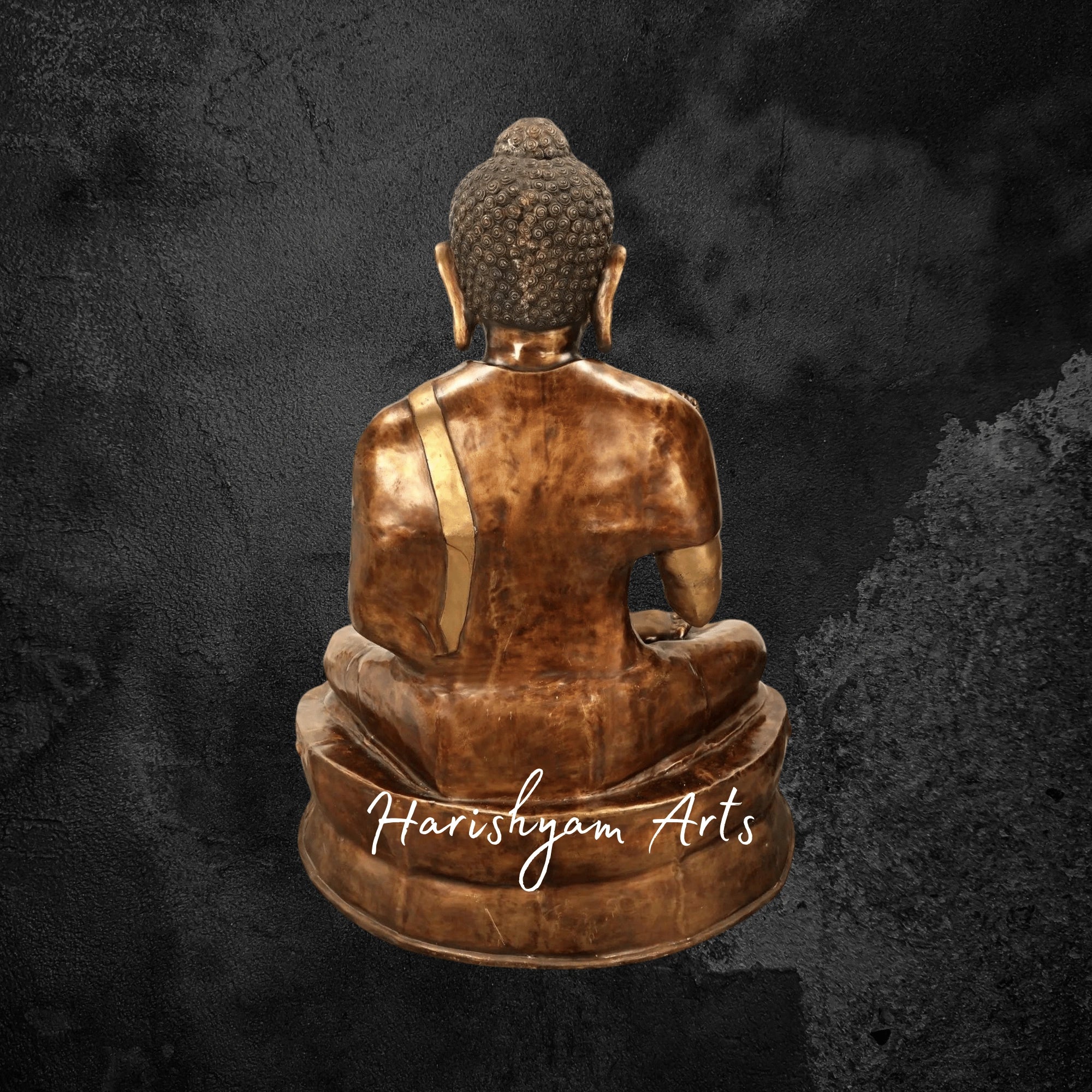 67" Handmade Brass Buddha Murti in Vitarka Mudra with Exquisite Detailing