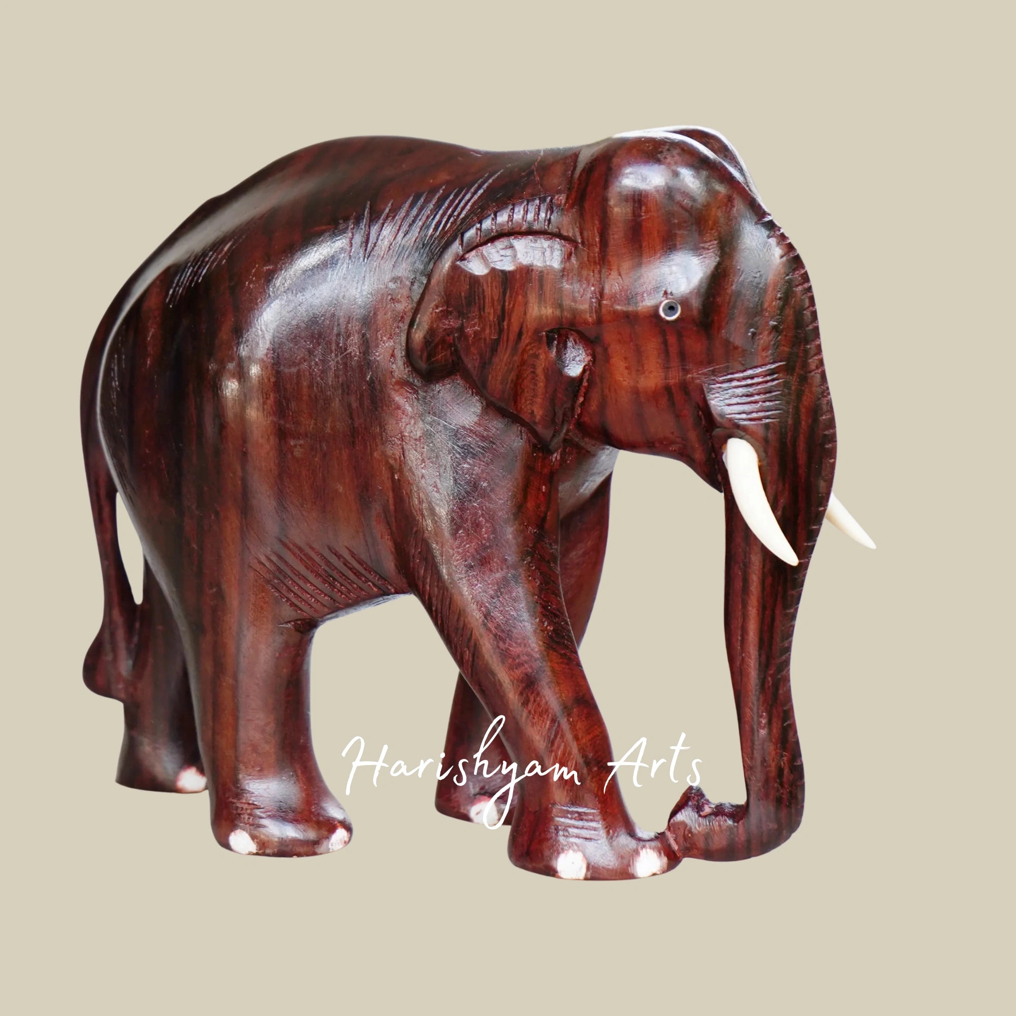 6" Handcrafted Plain Wooden Elephant Statue