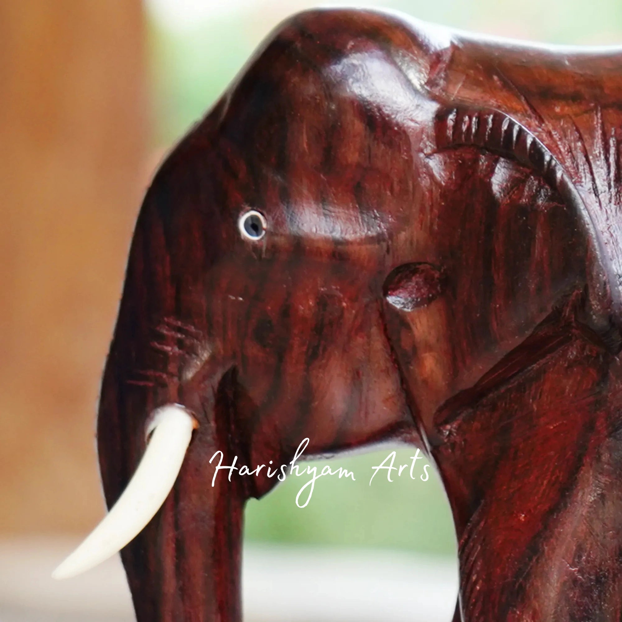 6" Handcrafted Plain Wooden Elephant Statue1