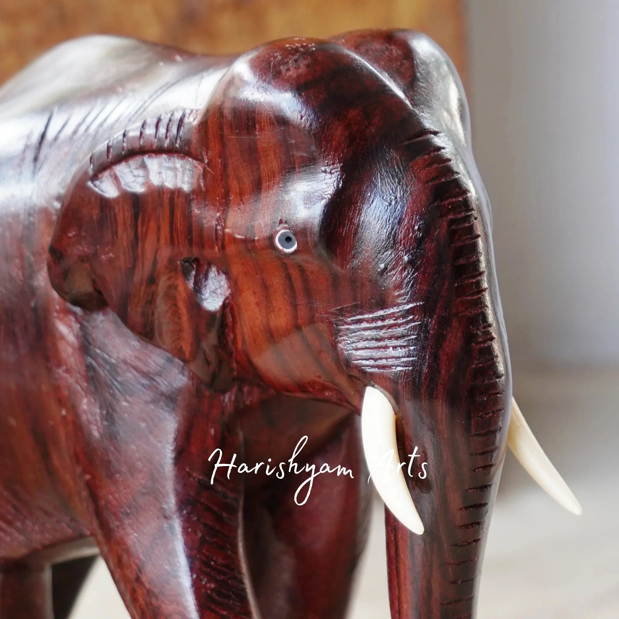 6" Handcrafted Plain Wooden Elephant Statue3