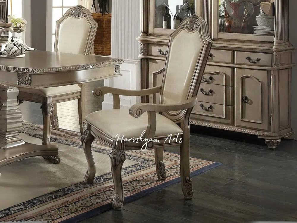 7-Piece Antique White Pedestal Dining Set