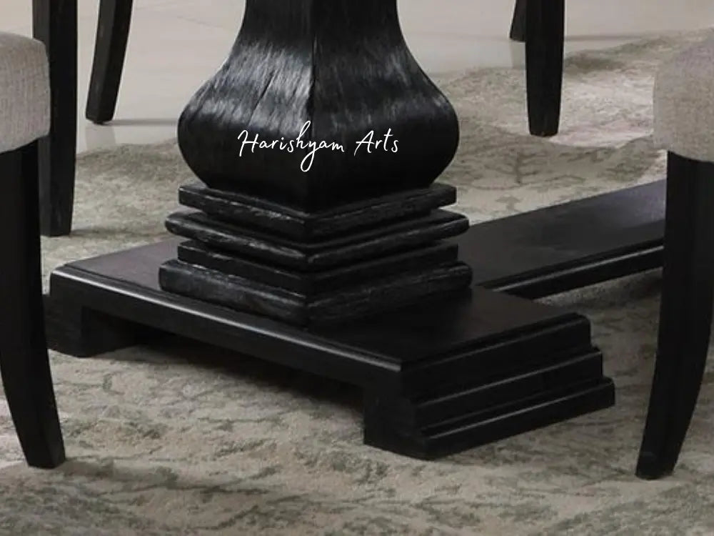 7-Piece Carved Linen Chairs Dining Table Set