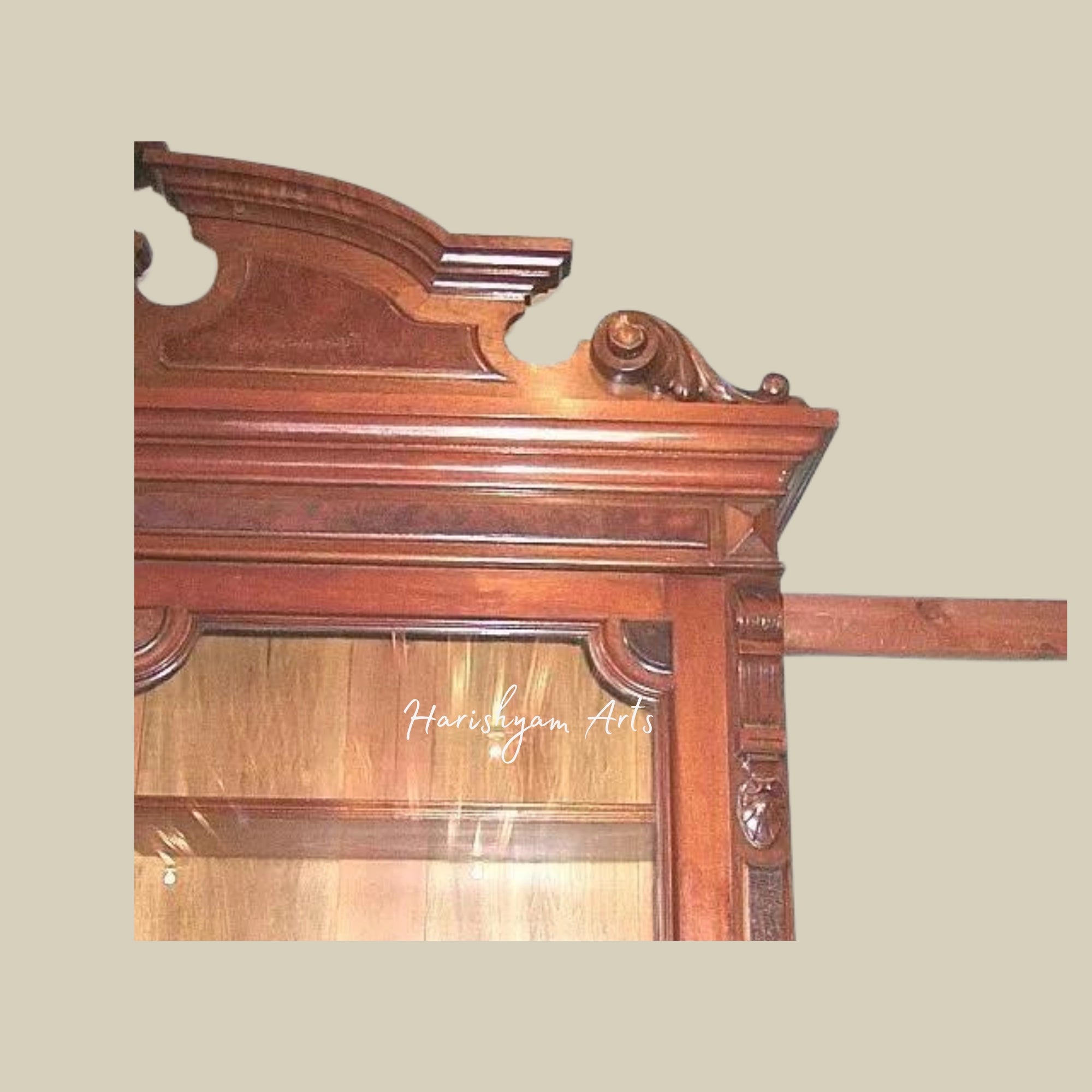 70" Antique Victorian Walnut Bookshelf - Tall Bookcase with Two Glass Doors1