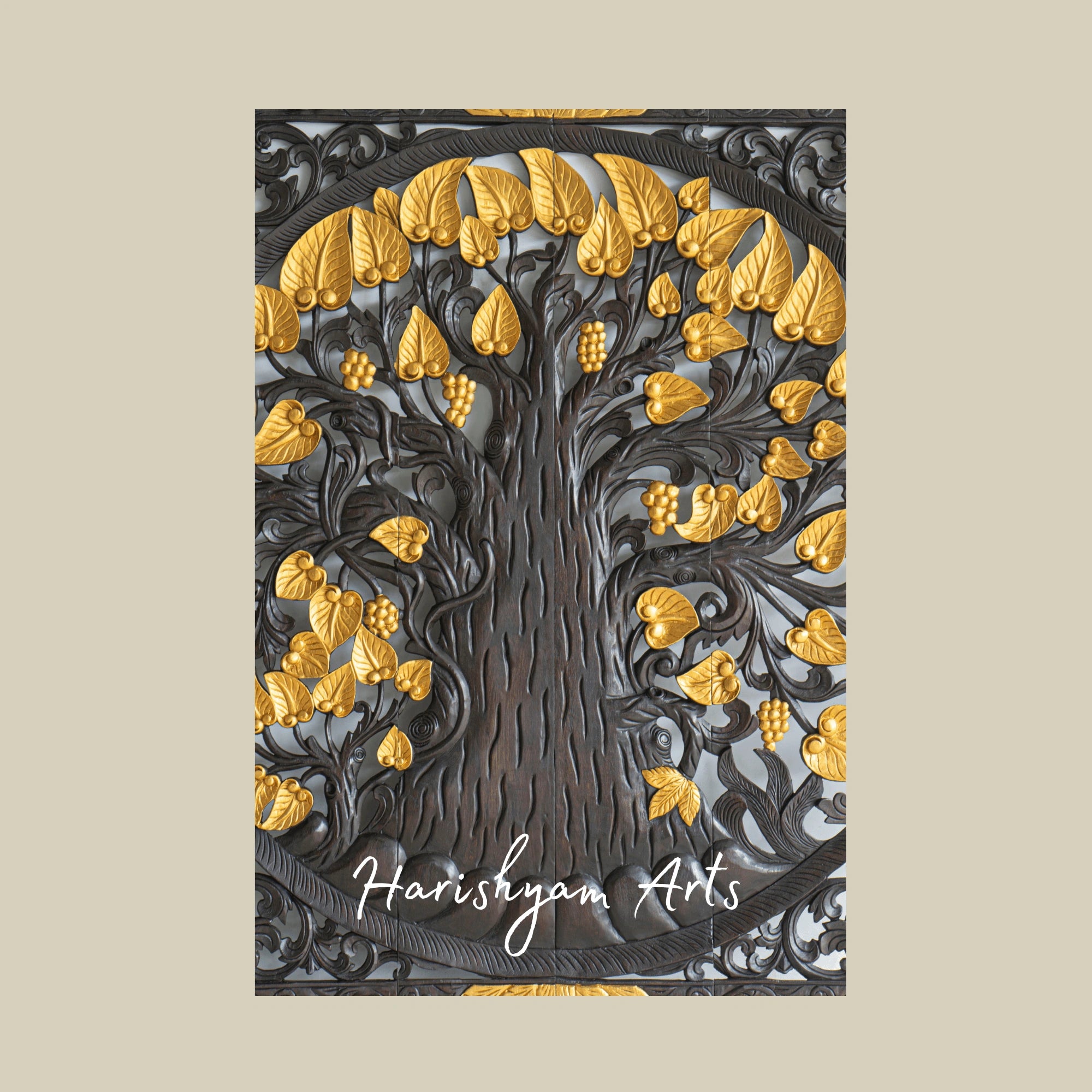 72" Golden Bodhi Tree Wooden Wall Art Decor