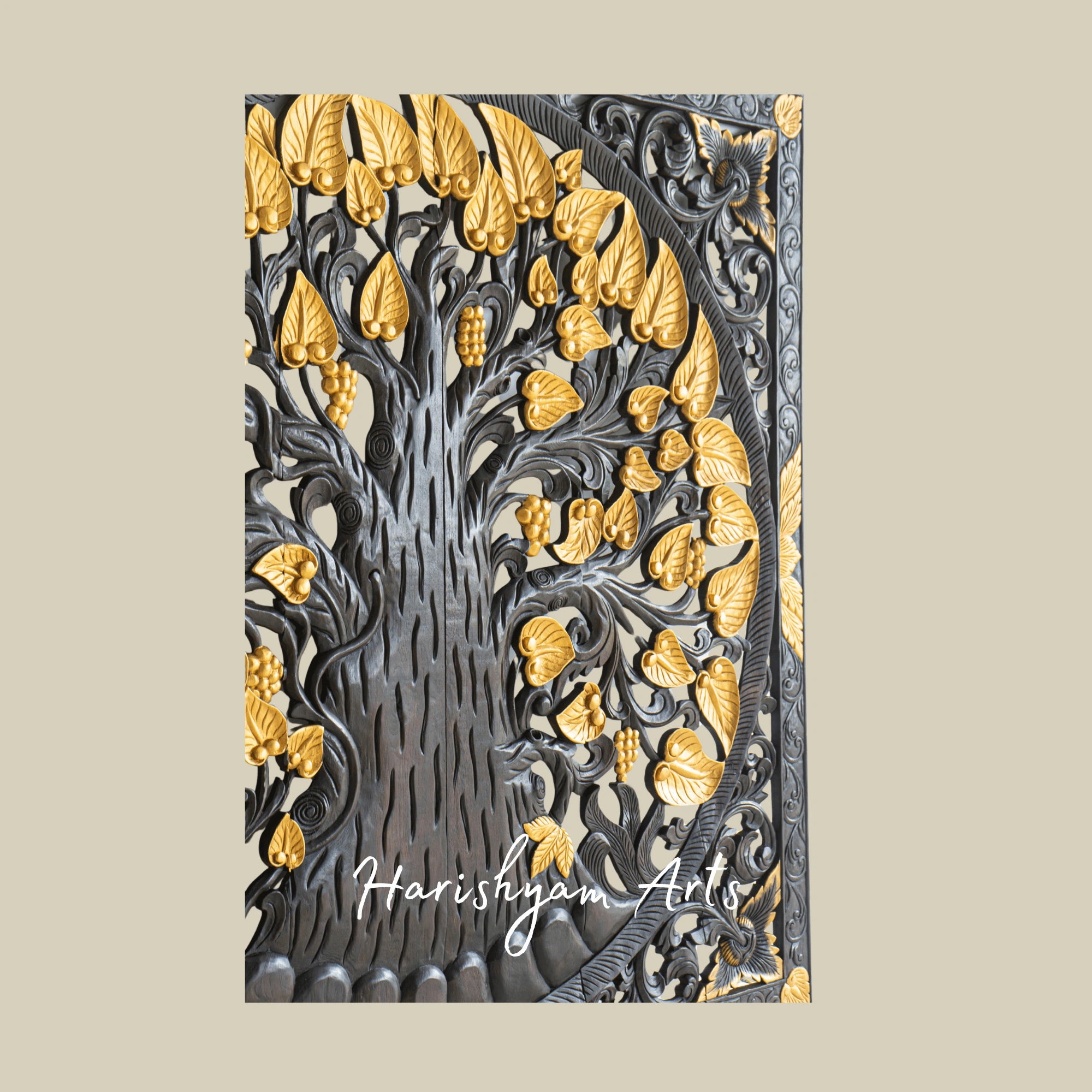 72" Golden Bodhi Tree Wooden Wall Art Decor