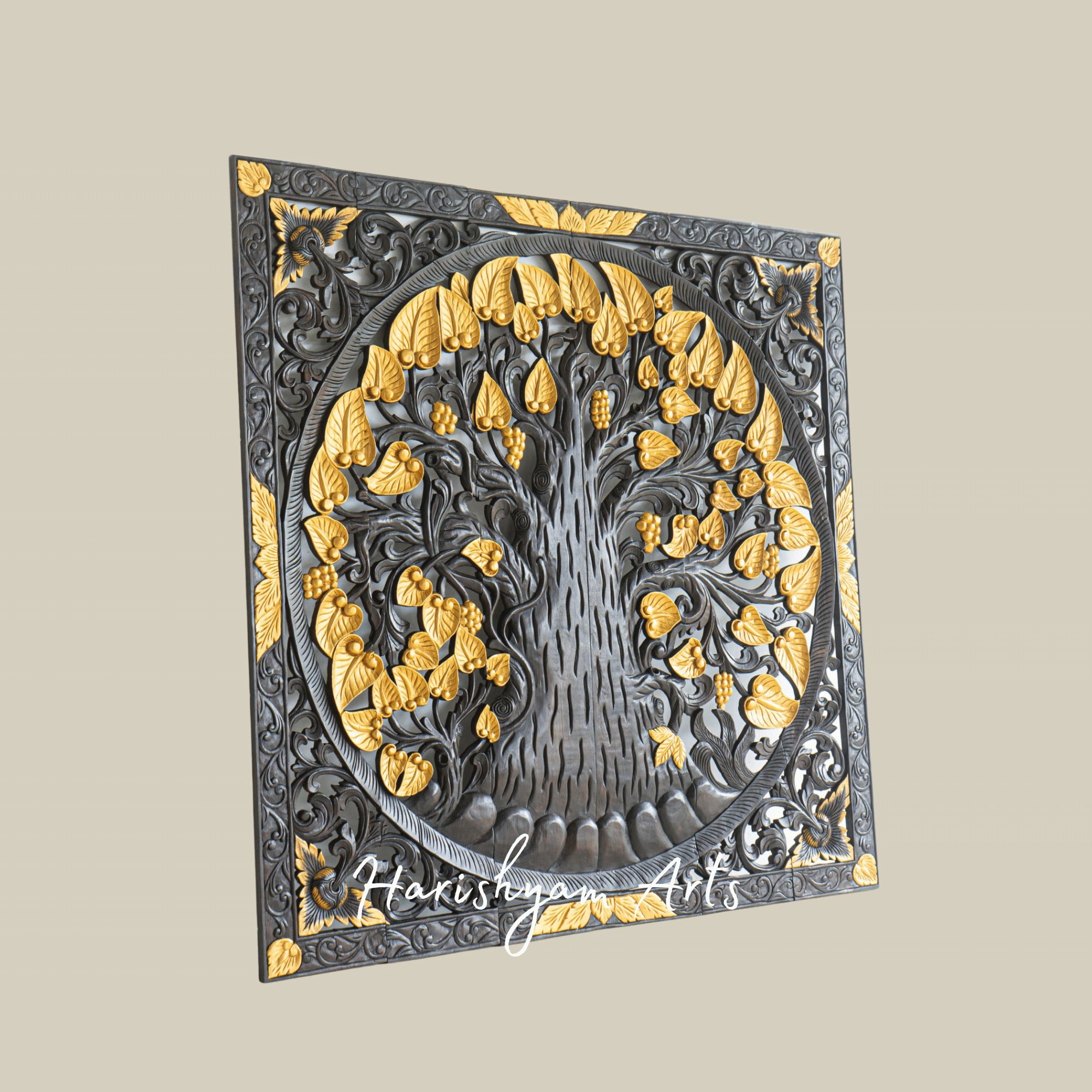 72" Golden Bodhi Tree Wooden Wall Art Decor