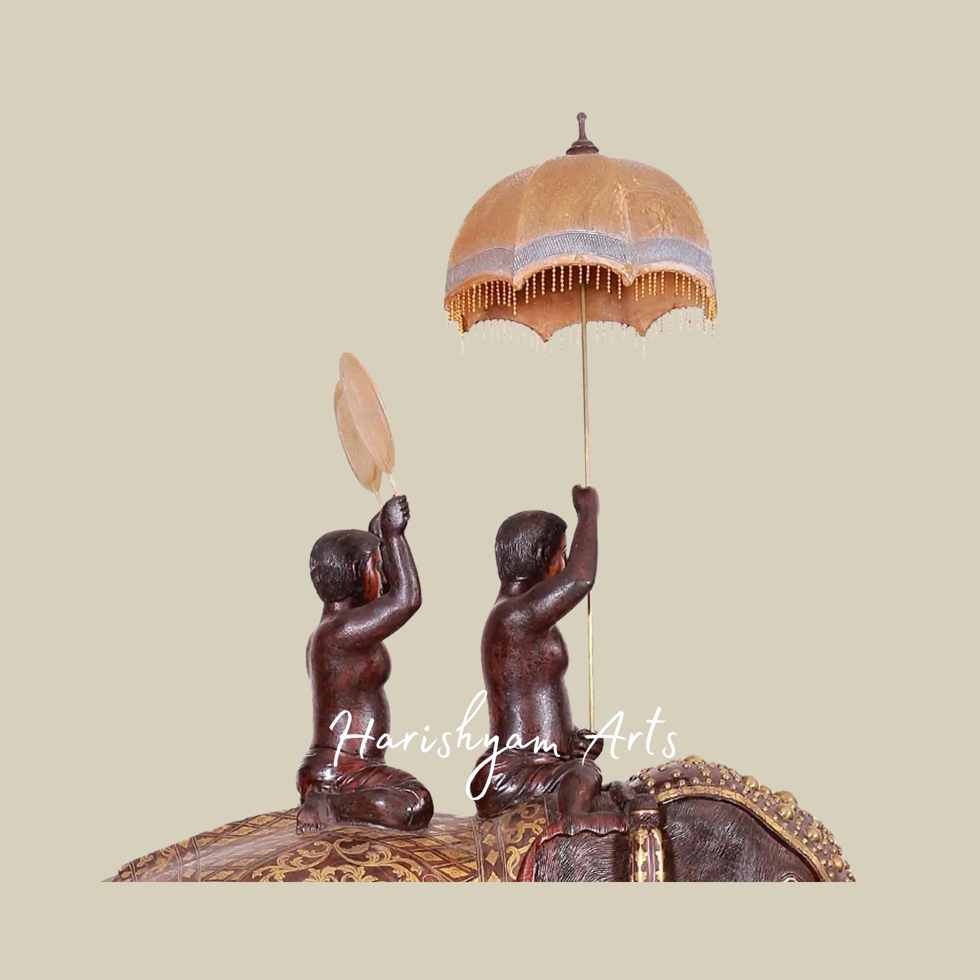 72" Authentic Kerala-Style Wooden Elephant Sculpture Large Carved Decor Piece