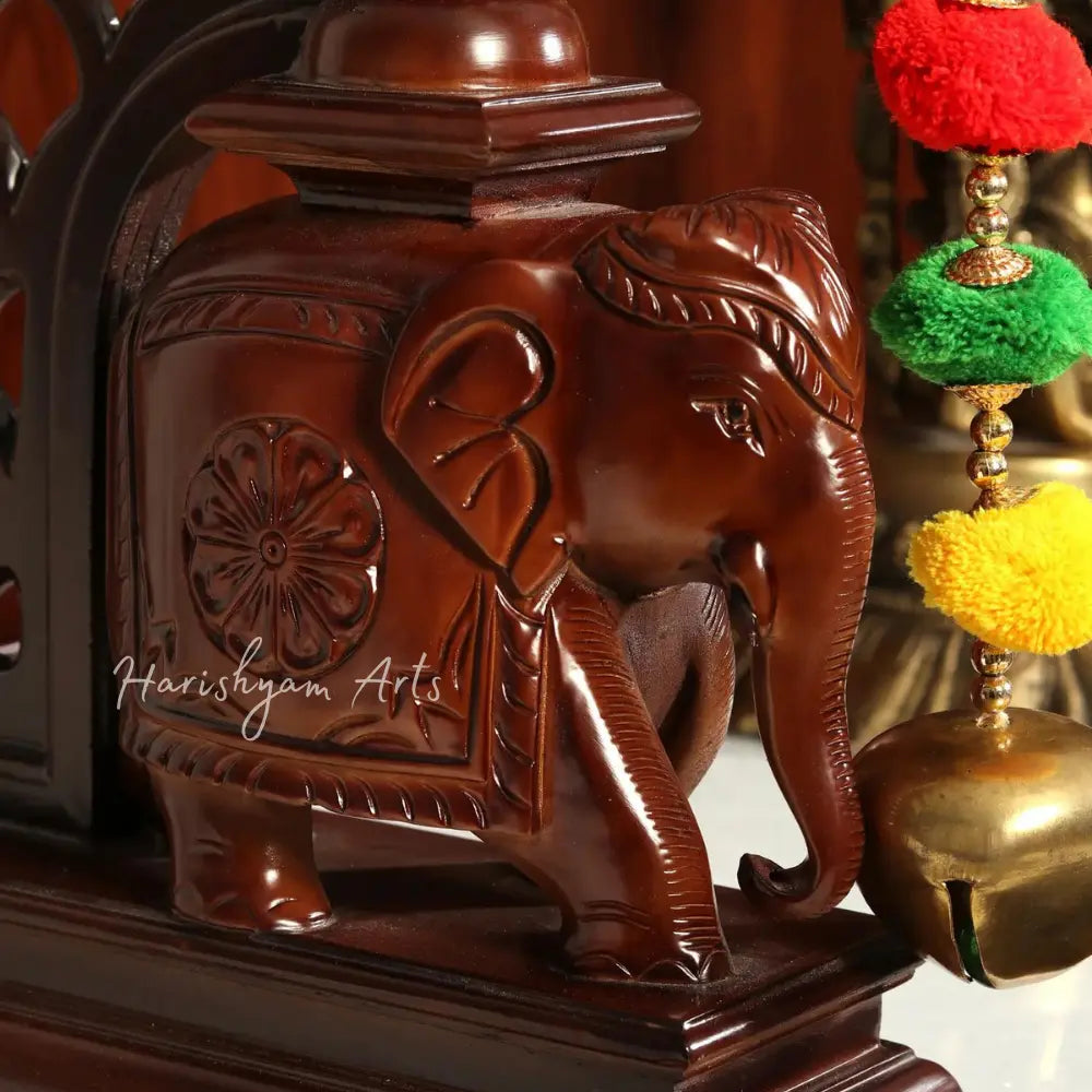 75" Large Designer Handcarved Teak Wood Pooja Mandir