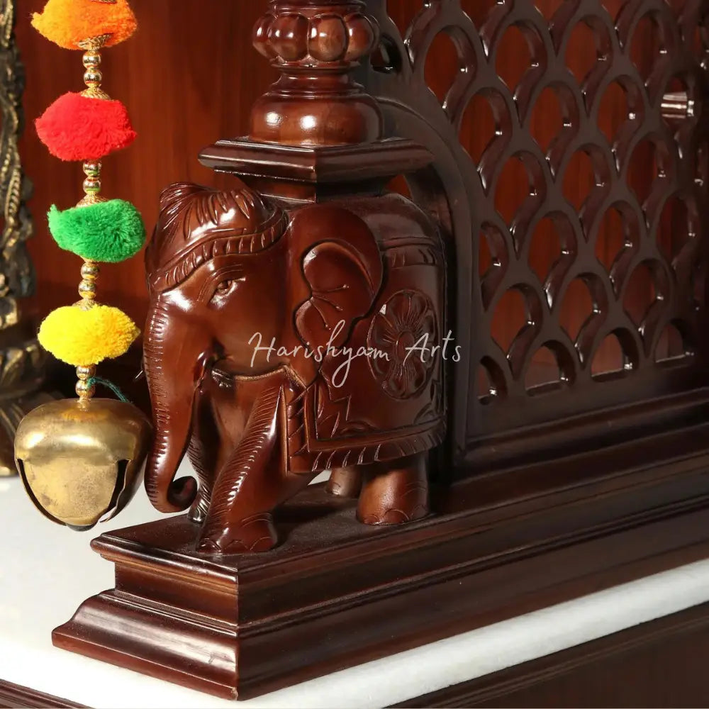75" Large Designer Handcarved Teak Wood Pooja Mandir