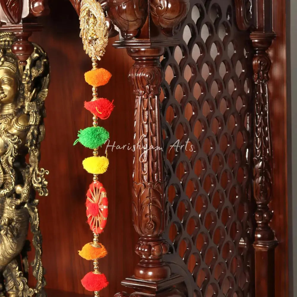 75" Large Designer Handcarved Teak Wood Pooja Mandir