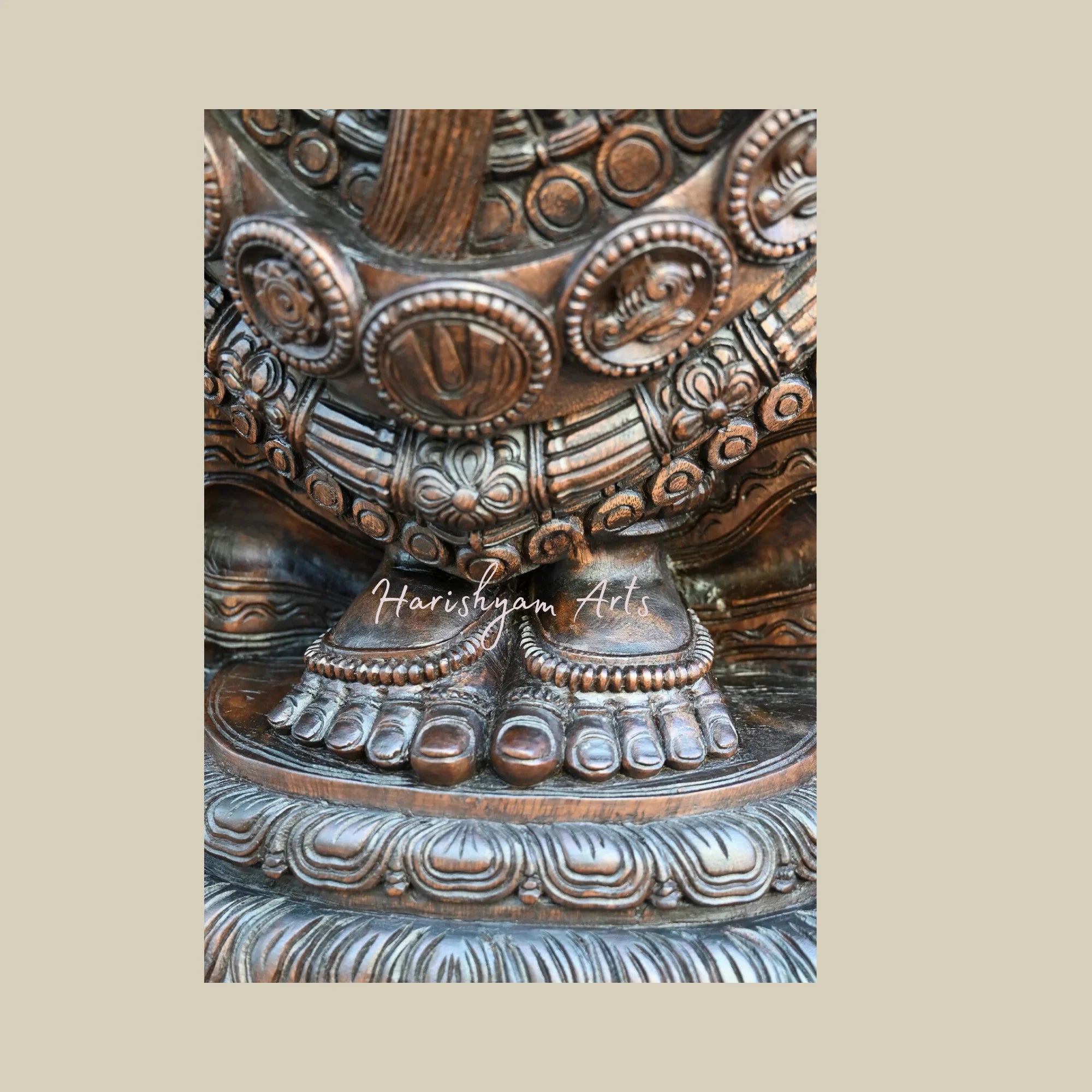 79" Large Standing Lord Venkatajalapathy Wooden Statue with Decorative Prabhavali and Shank, Ram, Chakra Details3