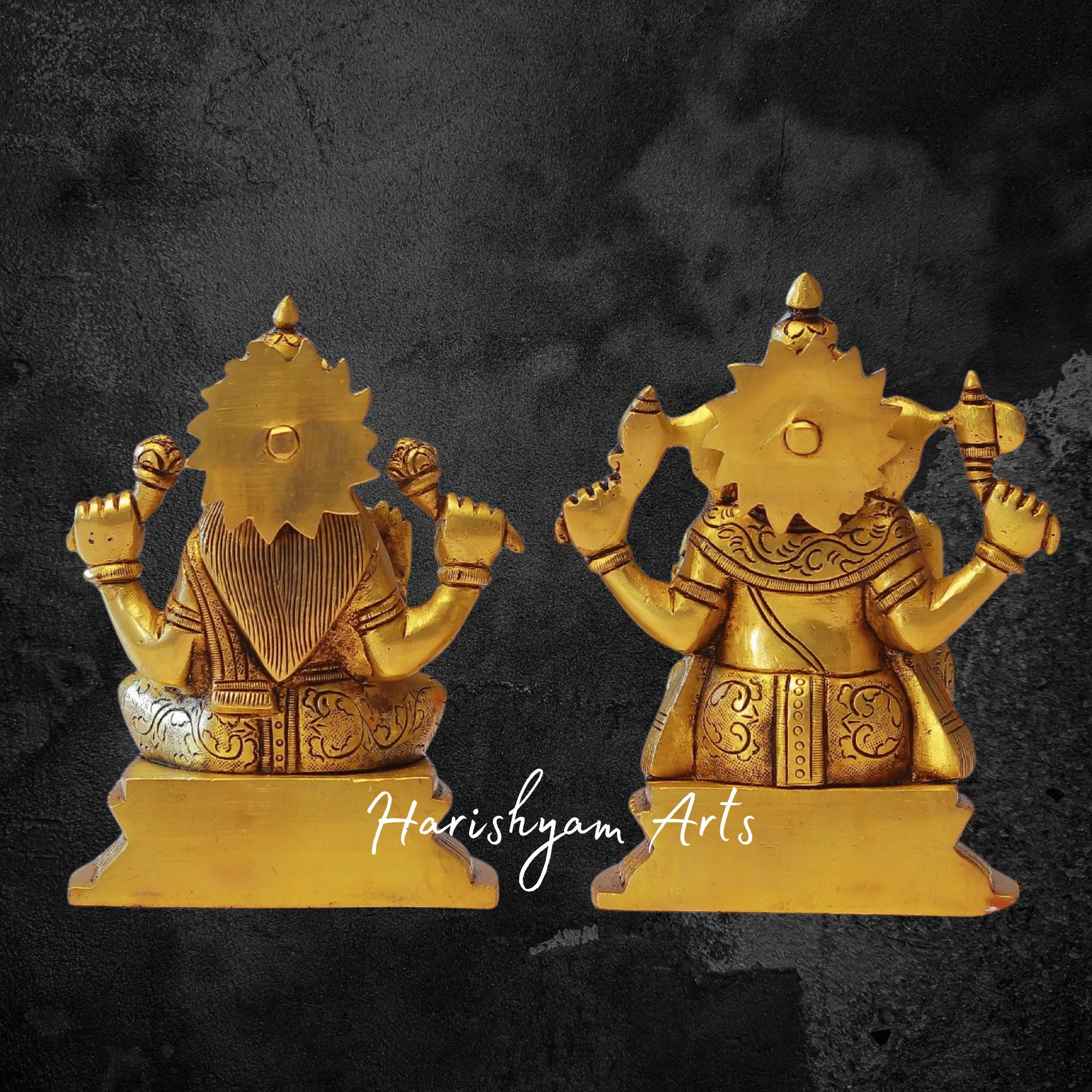 7" Antique Brass Laxmi Ganesh Idol for Pooja2