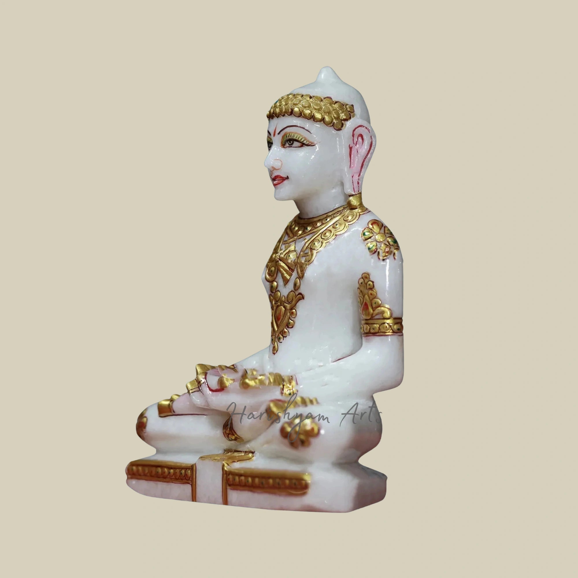 7" Small Artistic Jain Mahavir Marble Statue Founder of Jainism