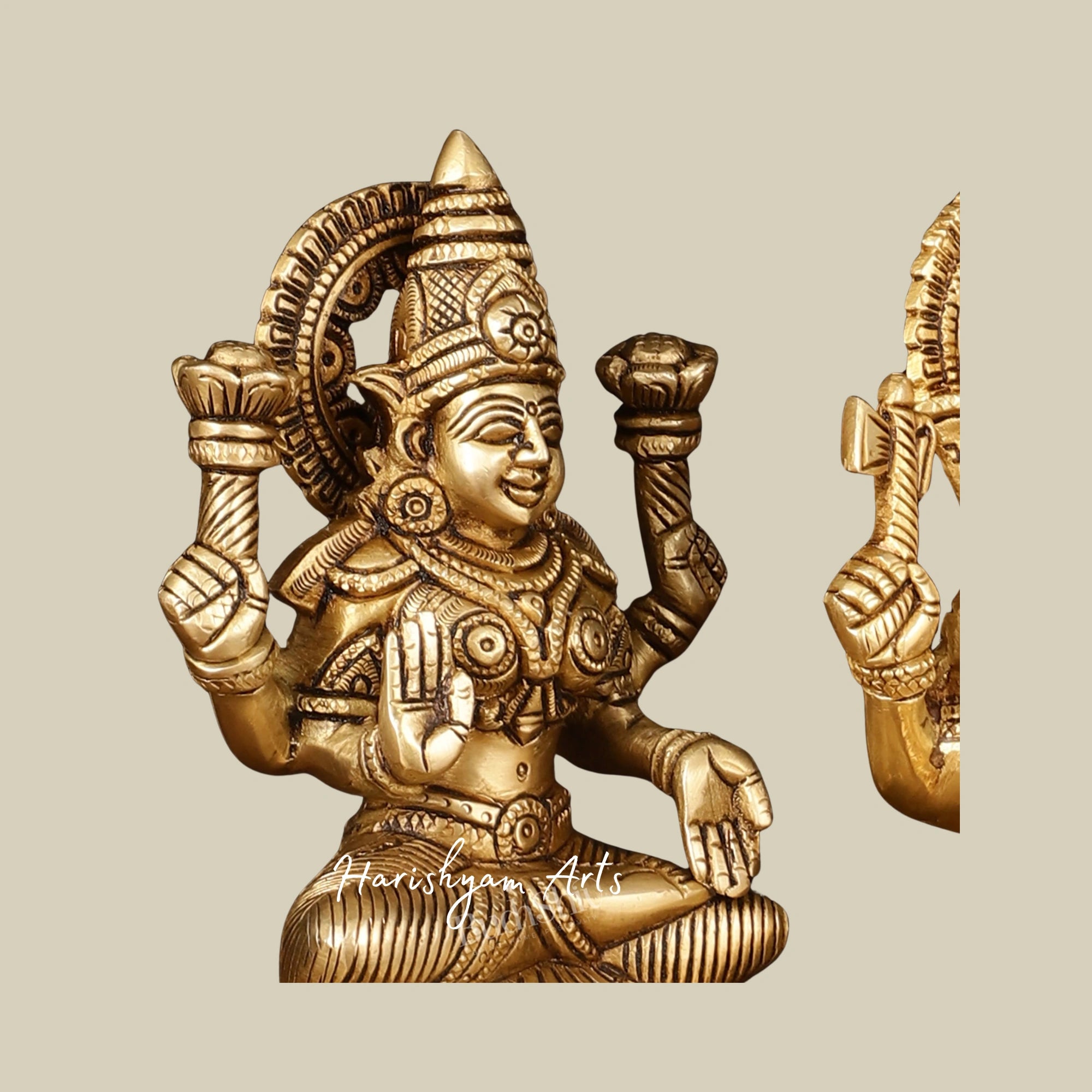 7" Superfine Brass Ganesh, Lakshmi, Saraswati Statues with Elegant Finish