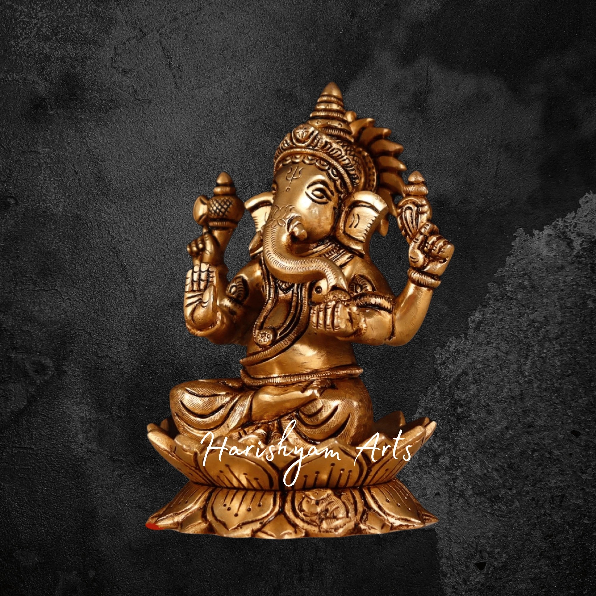 7" Traditional Brass Lakshmi Ganesha Statue with Prabhavali2