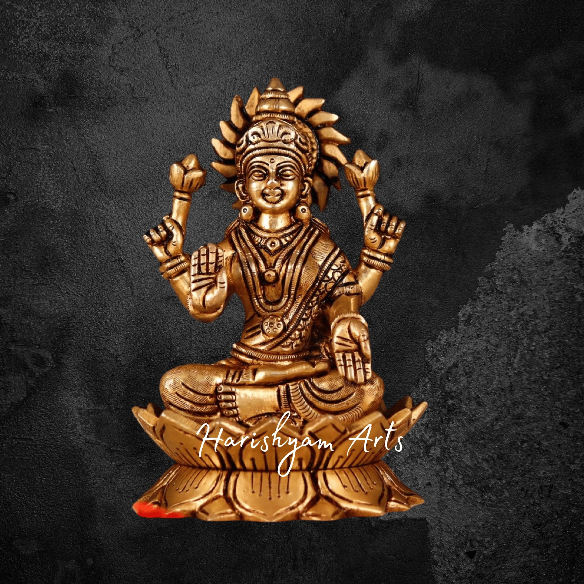 7" Traditional Brass Lakshmi Ganesha Statue with Prabhavali3