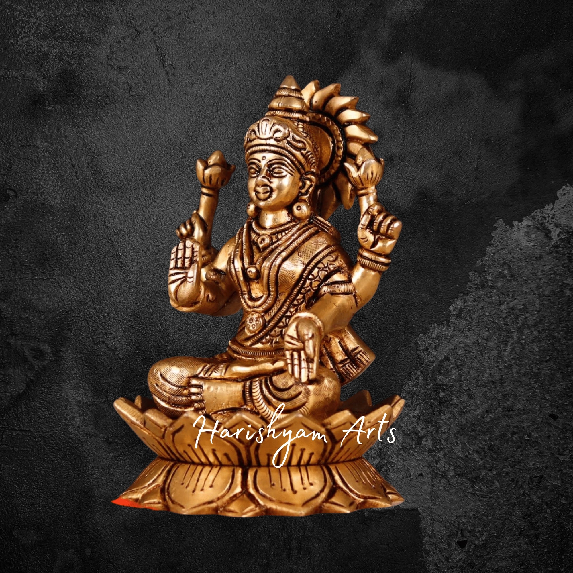 7" Traditional Brass Lakshmi Ganesha Statue with Prabhavali4