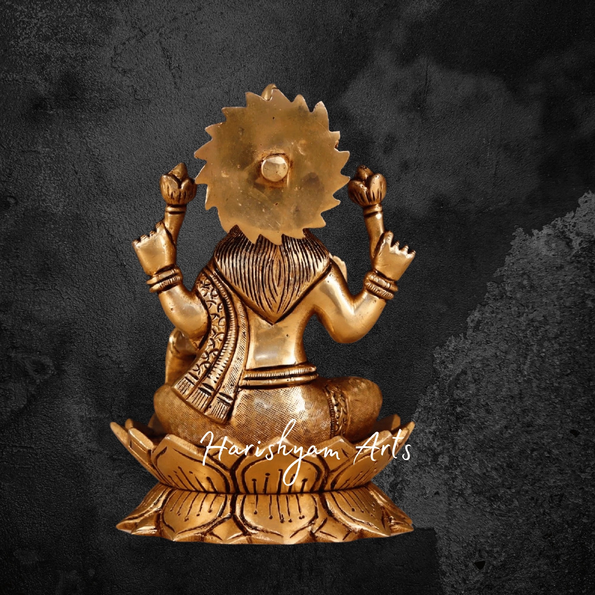 7" Traditional Brass Lakshmi Ganesha Statue with Prabhavali5