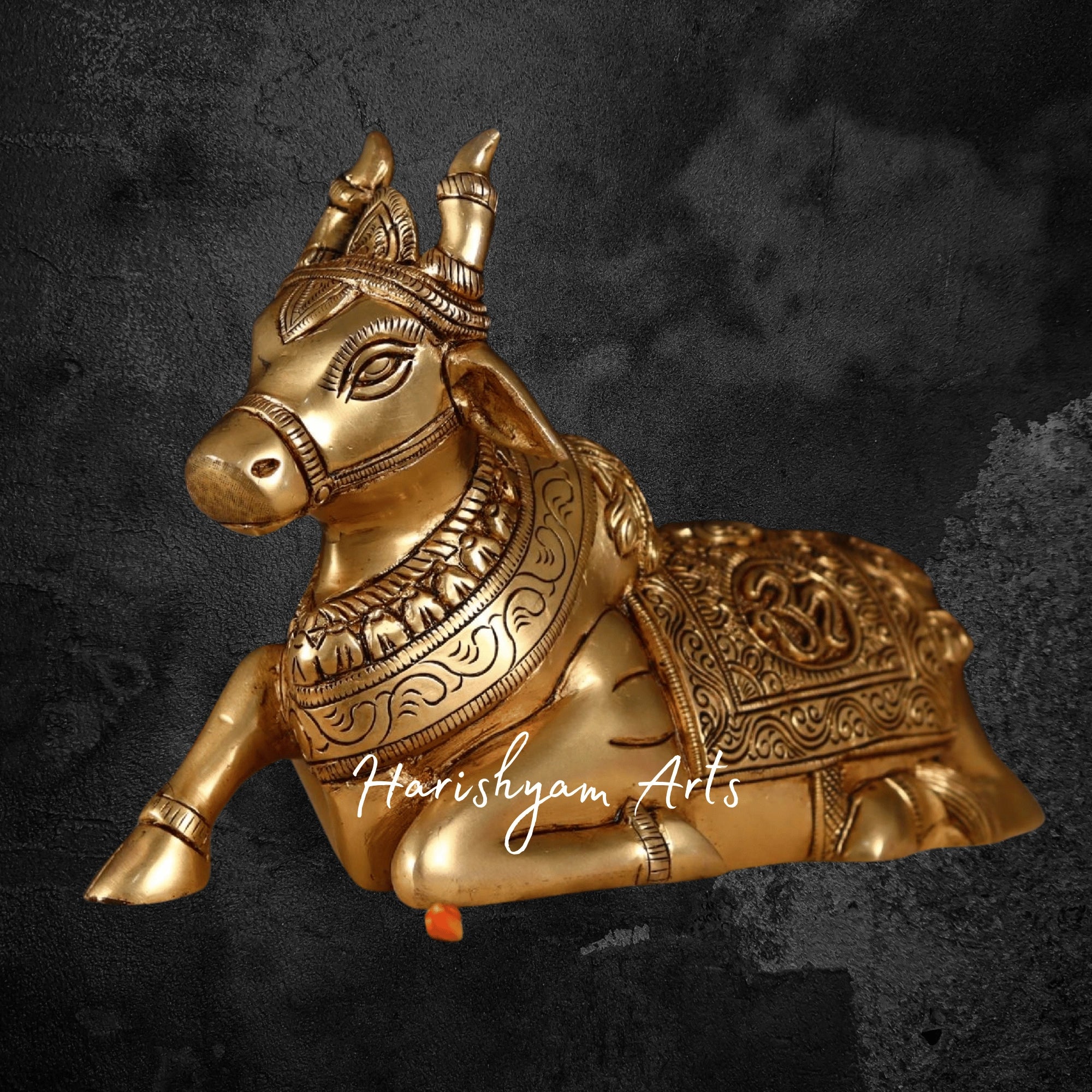 7" Traditional Sitting Nandi Brass Idol for Home or Temple Altar