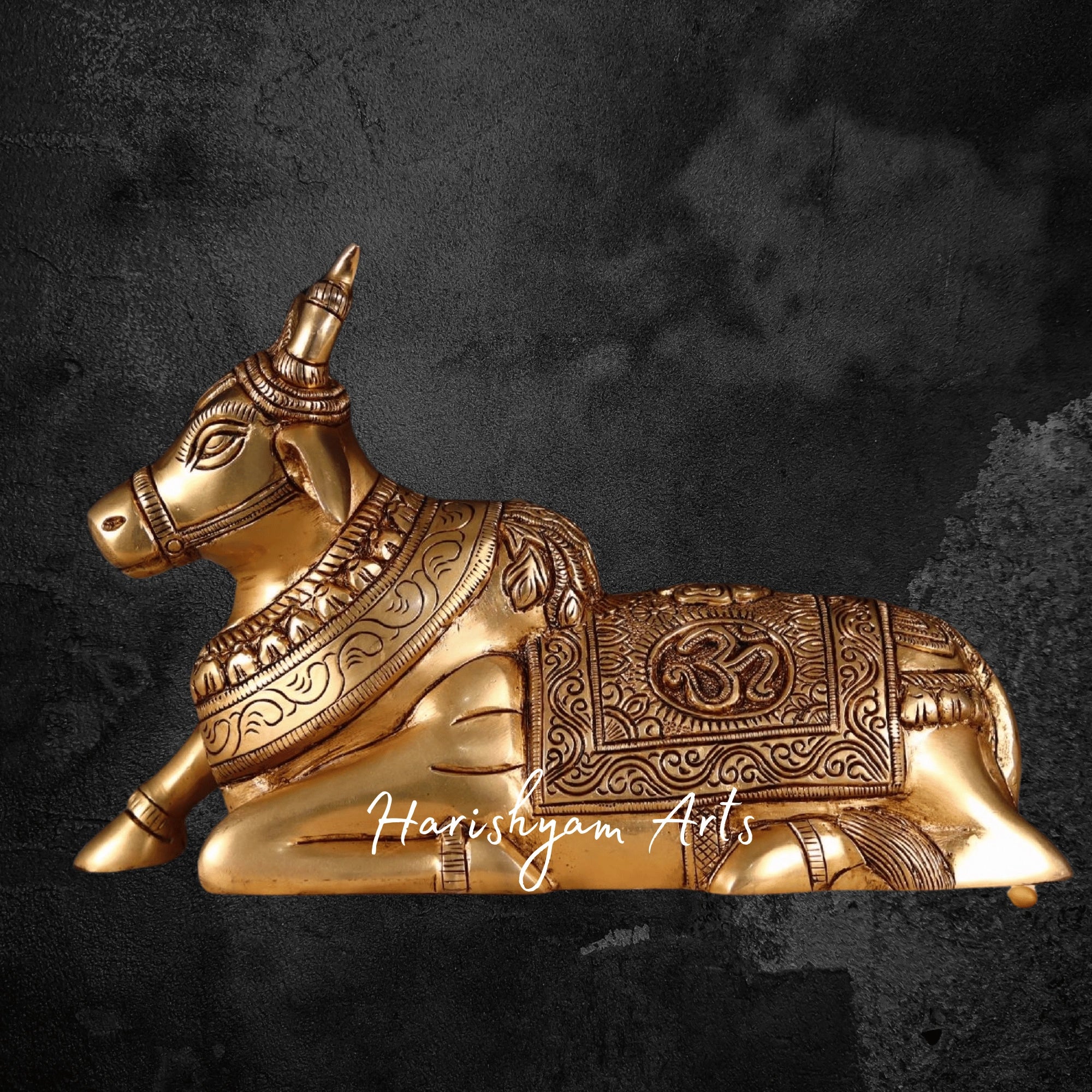 7" Traditional Sitting Nandi Brass Idol for Home or Temple Altar
