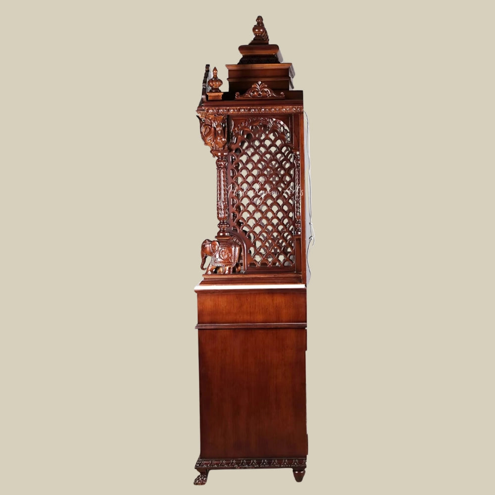 81" Teak Wood Temple with Cabinets & Drawers