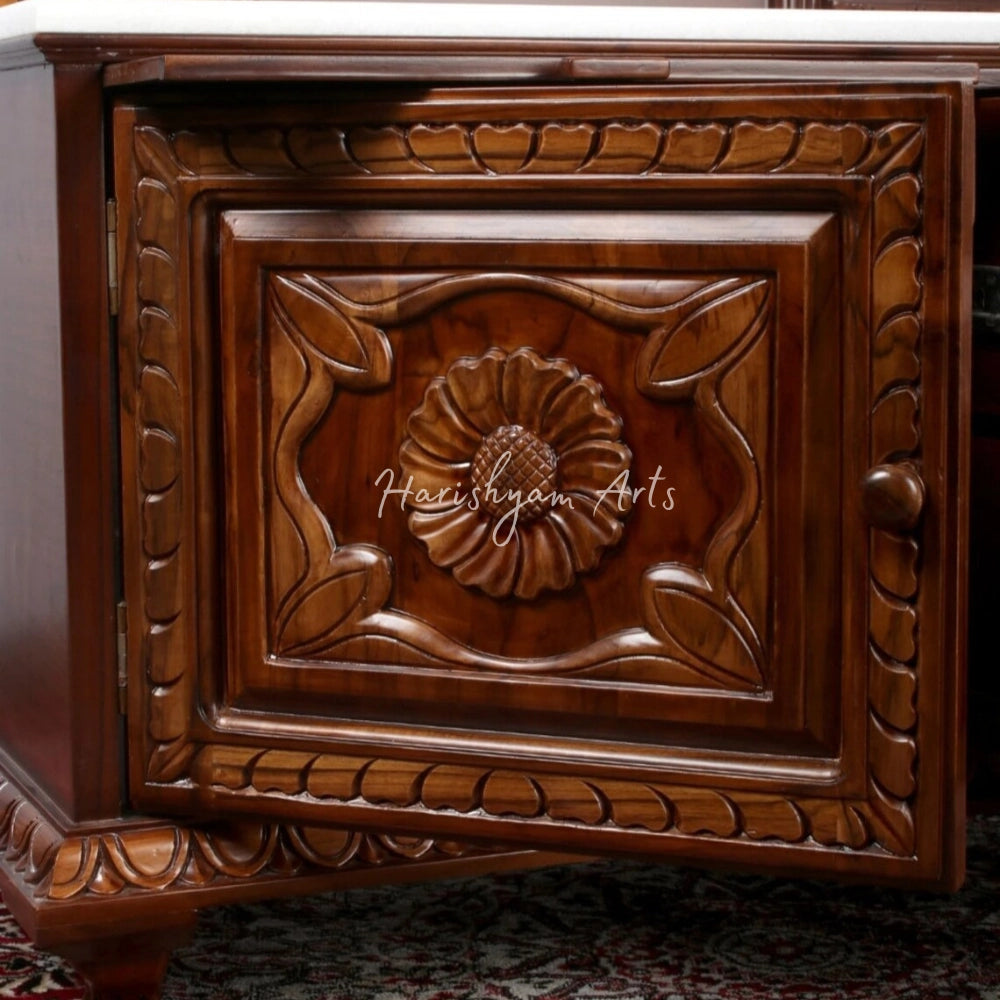 81" Large Teak Wood Puja Temple with Drawers