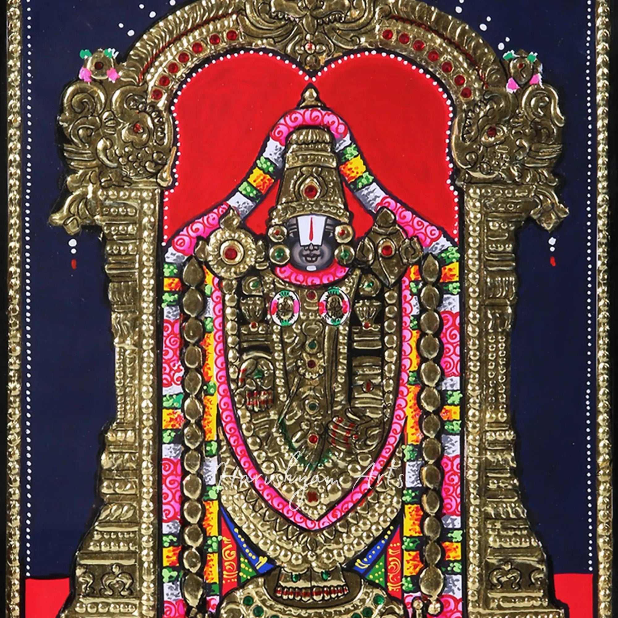 81" Premium Quality Tanjore Painting of Lord Venkateshvara as Balaji with Artistic Precision